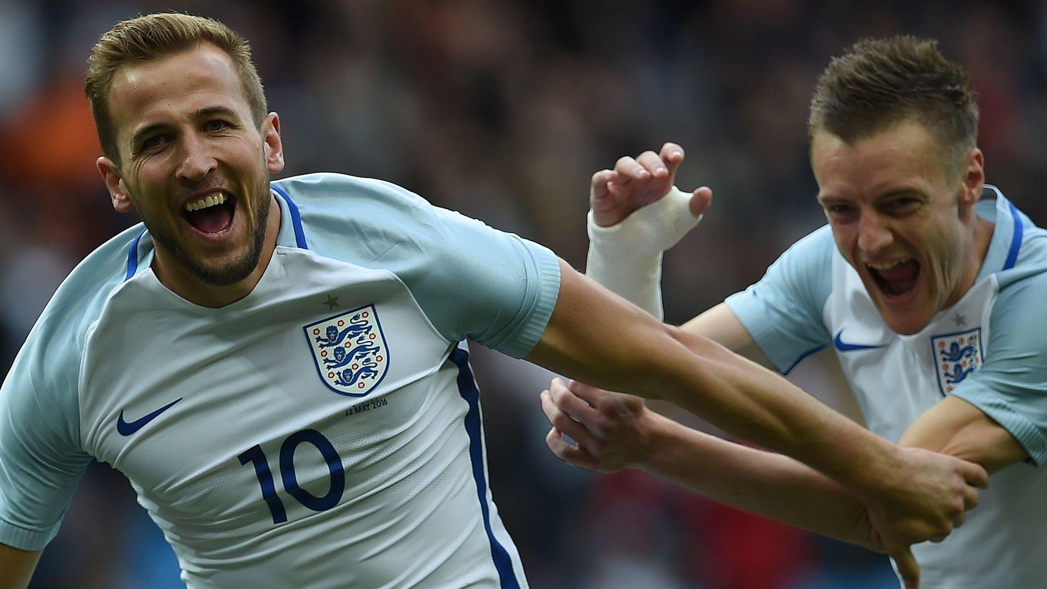 Harry Kane and Jamie Vardy in England action