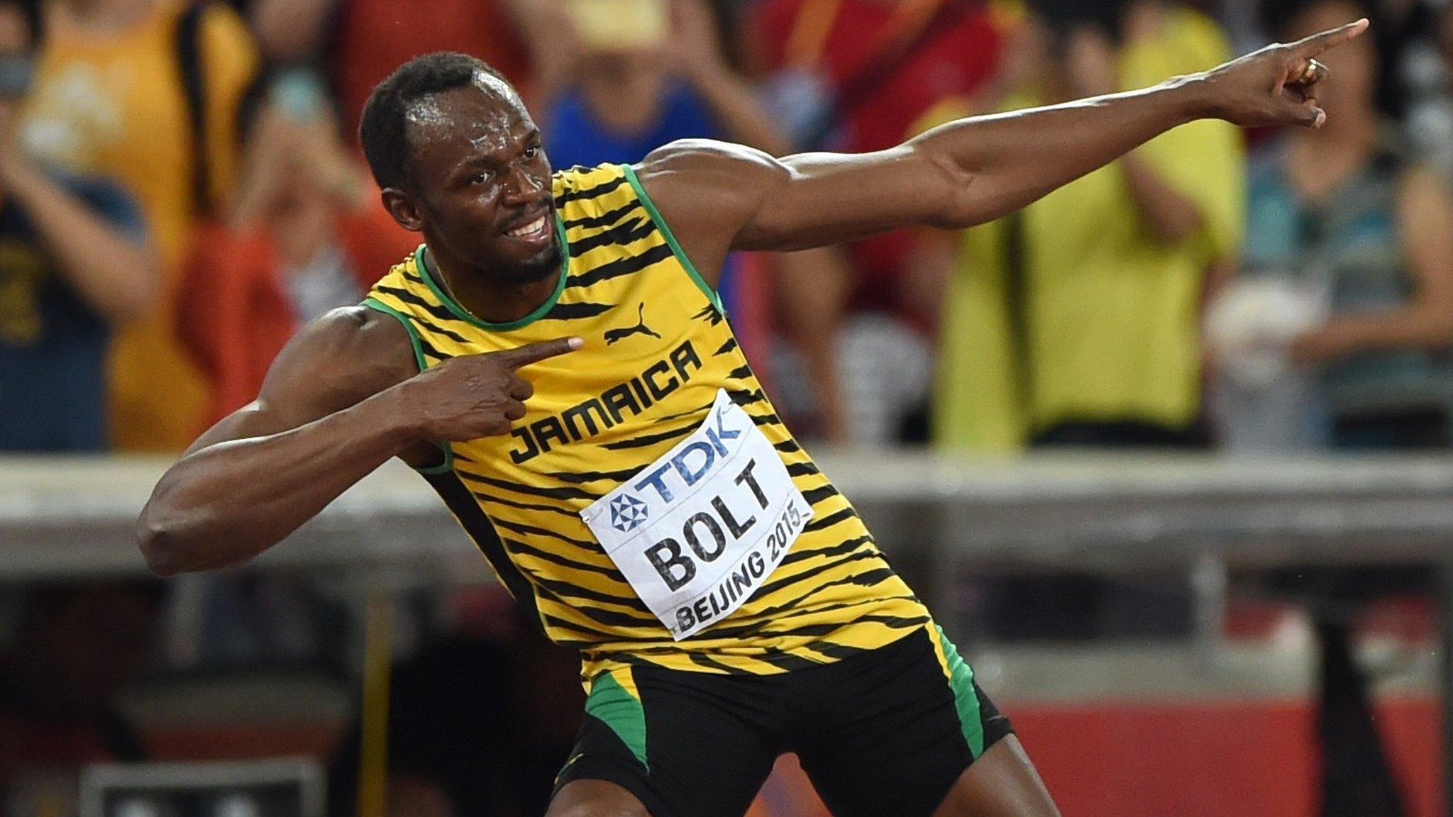 Usain Bolt celebrates