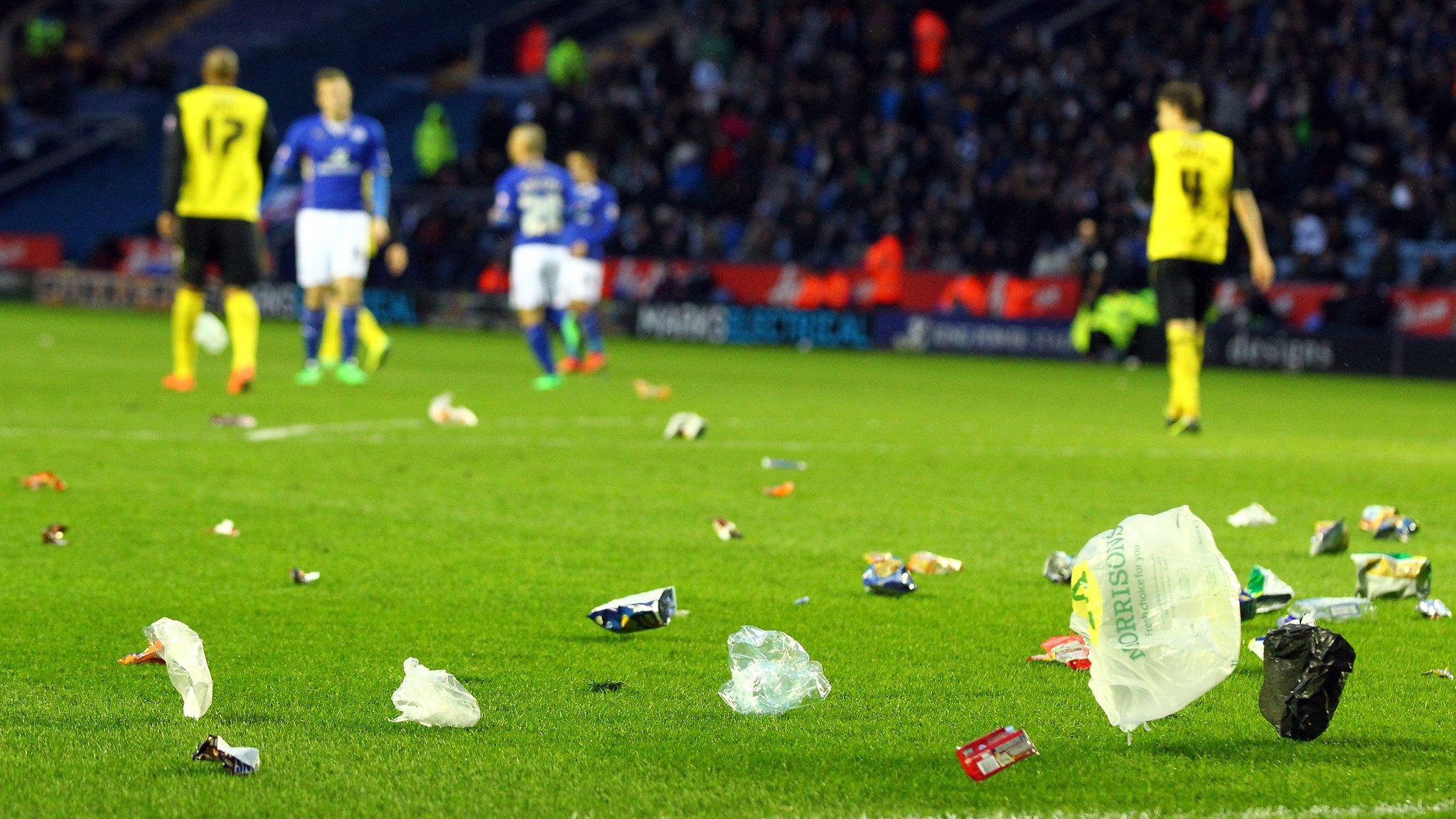 Litter at a football match