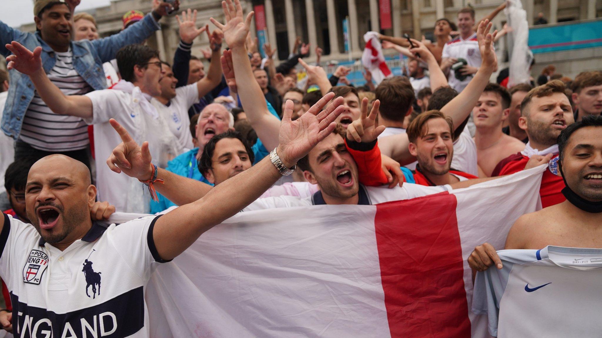 England fans celebrate in Trafalgar Square