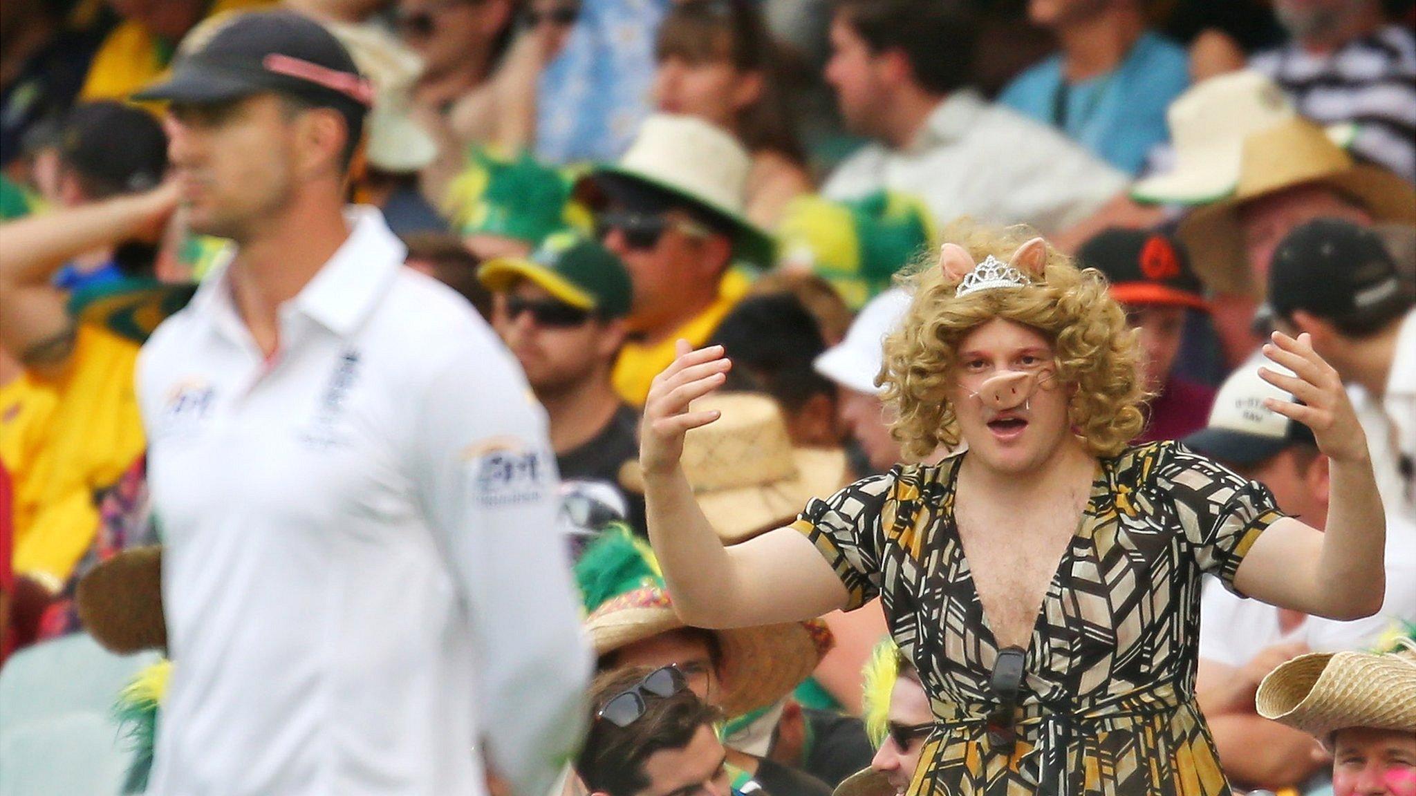 A fan gestures to Kevin Pietersen