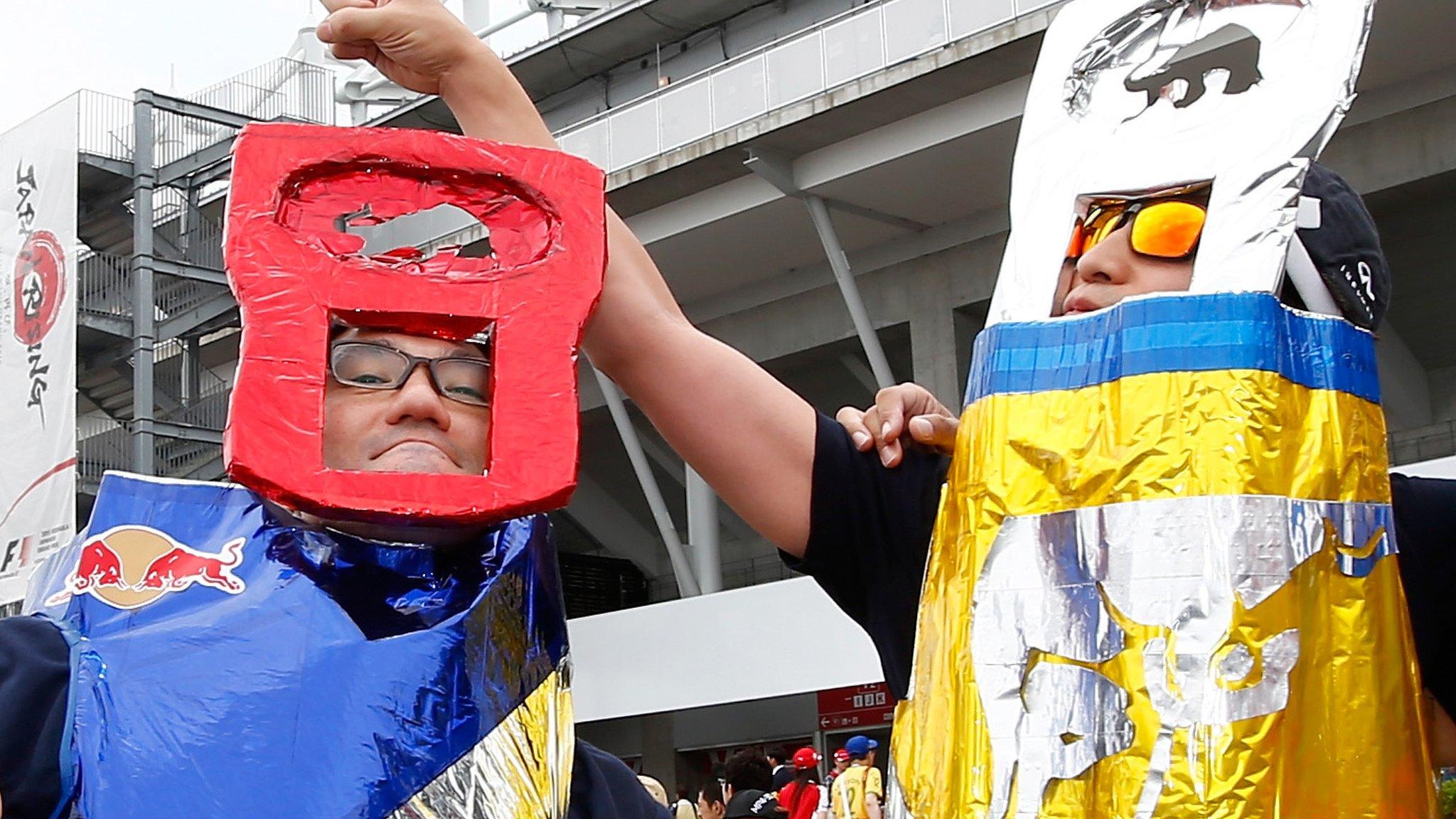 Fans in Red Bull suits