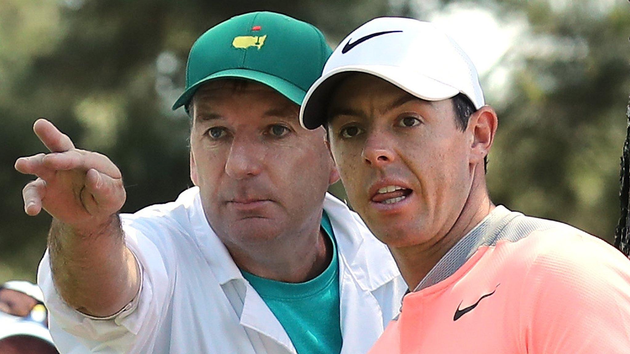 JP Fitzgerald gives guidance to McIlroy at the US Masters