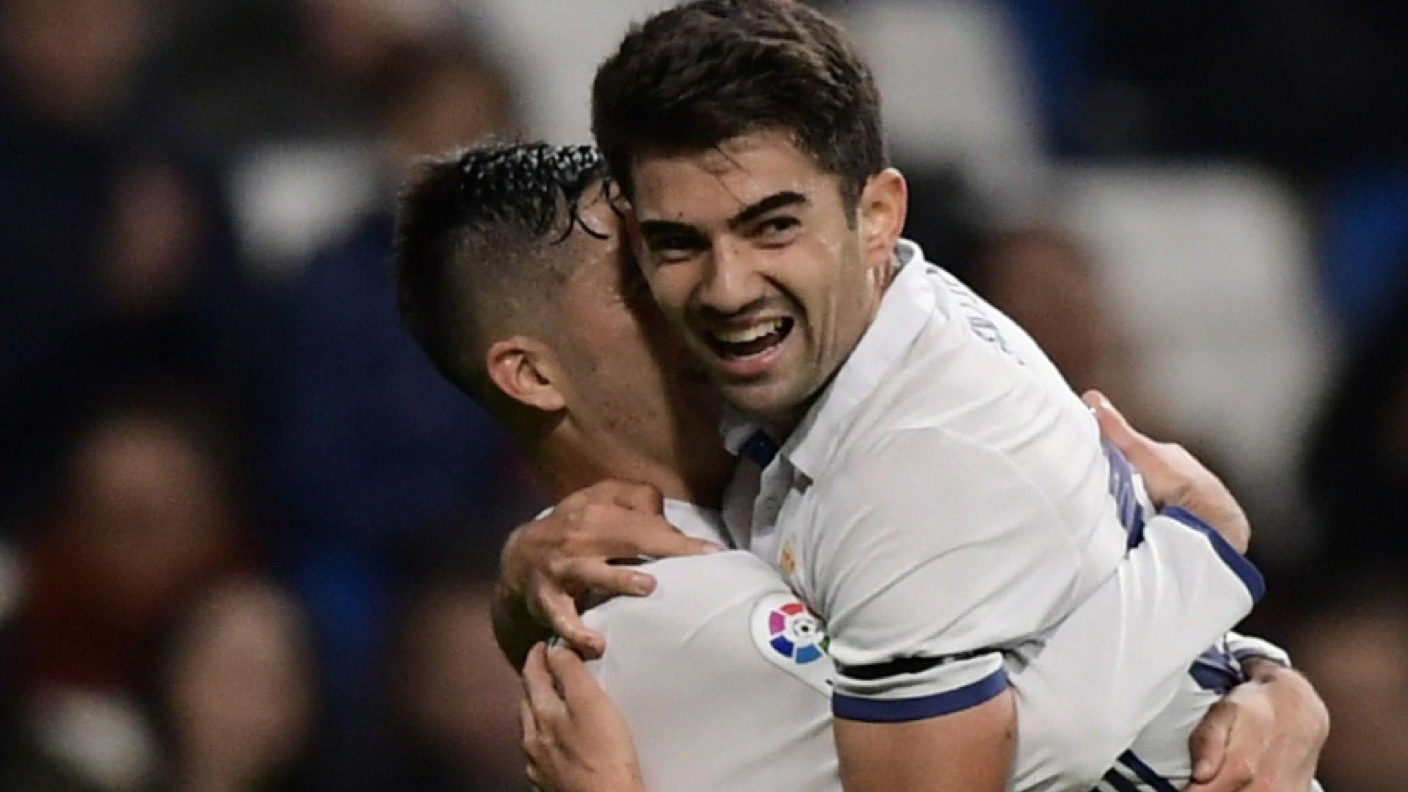 Enzo Zidane celebrates Real Madrid goal