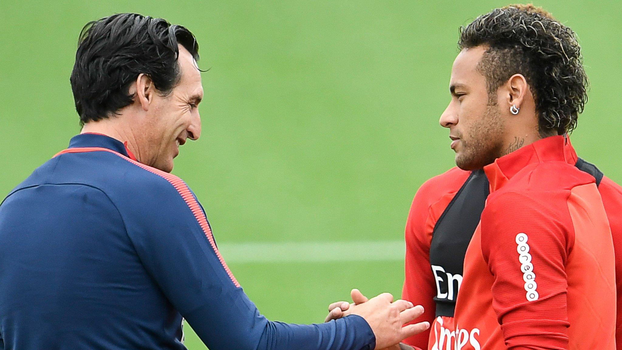 PSG coach Unai Emery and Neymar