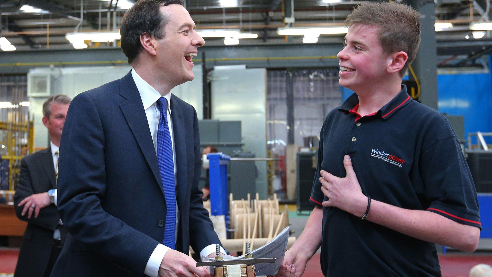 George Osborne meets apprentice Jordan Hankin