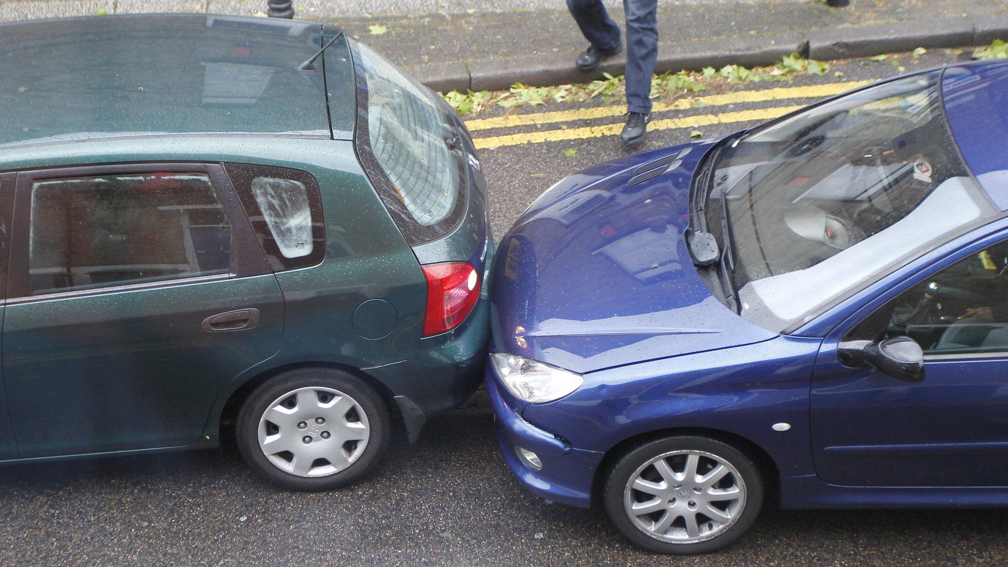 two cars colliding