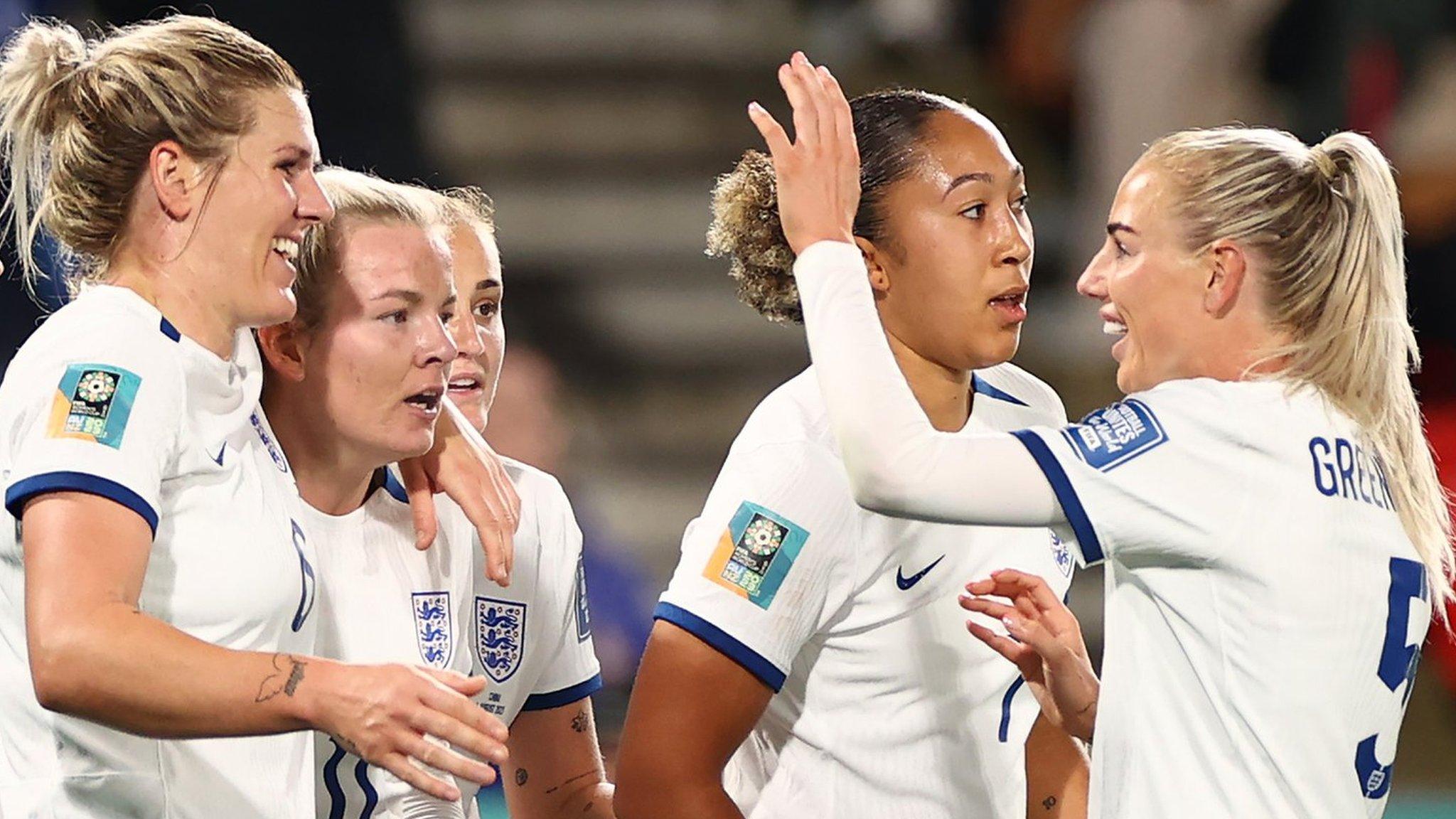 England players celebrate against China