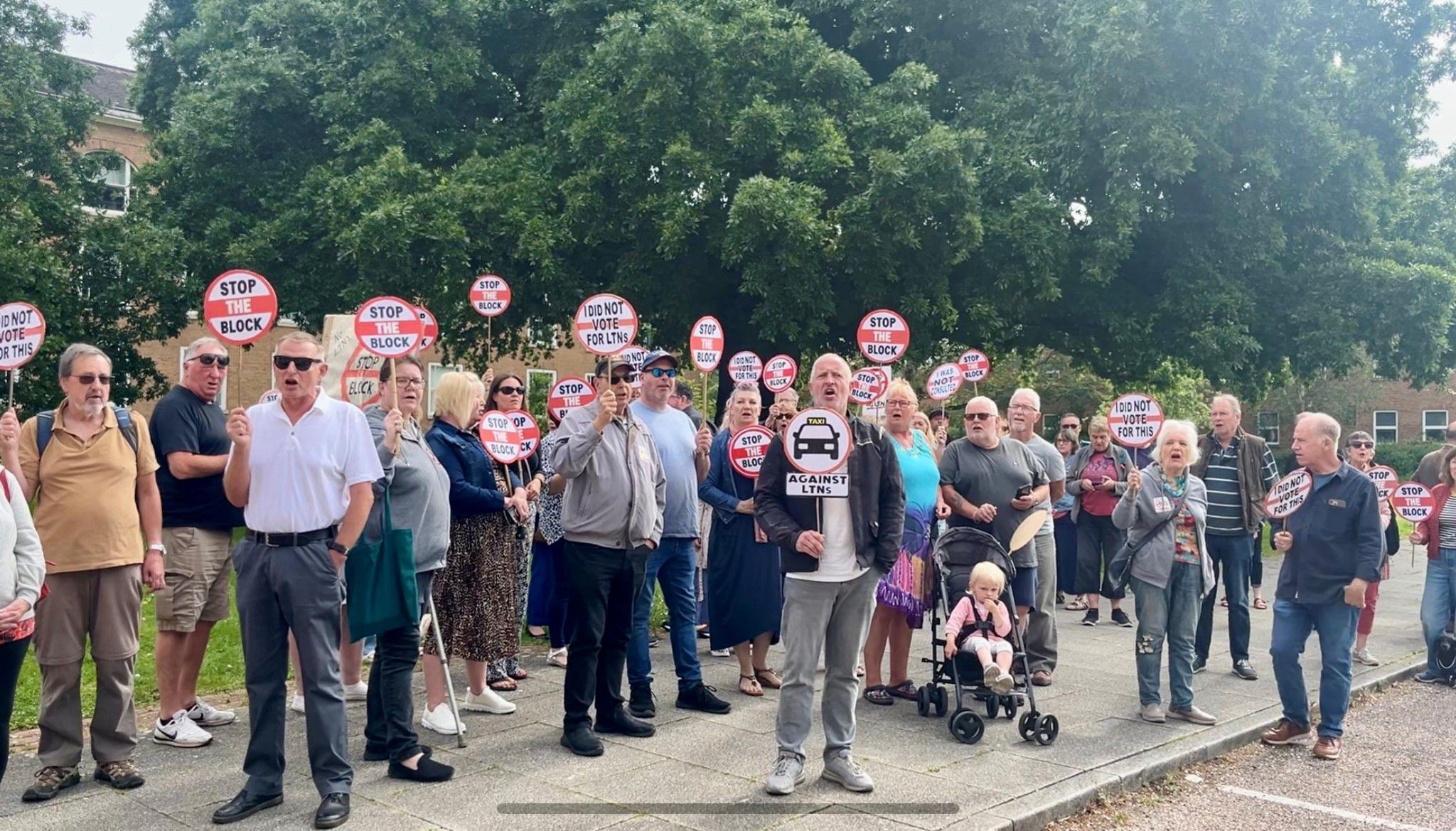 Protestors against the LTN