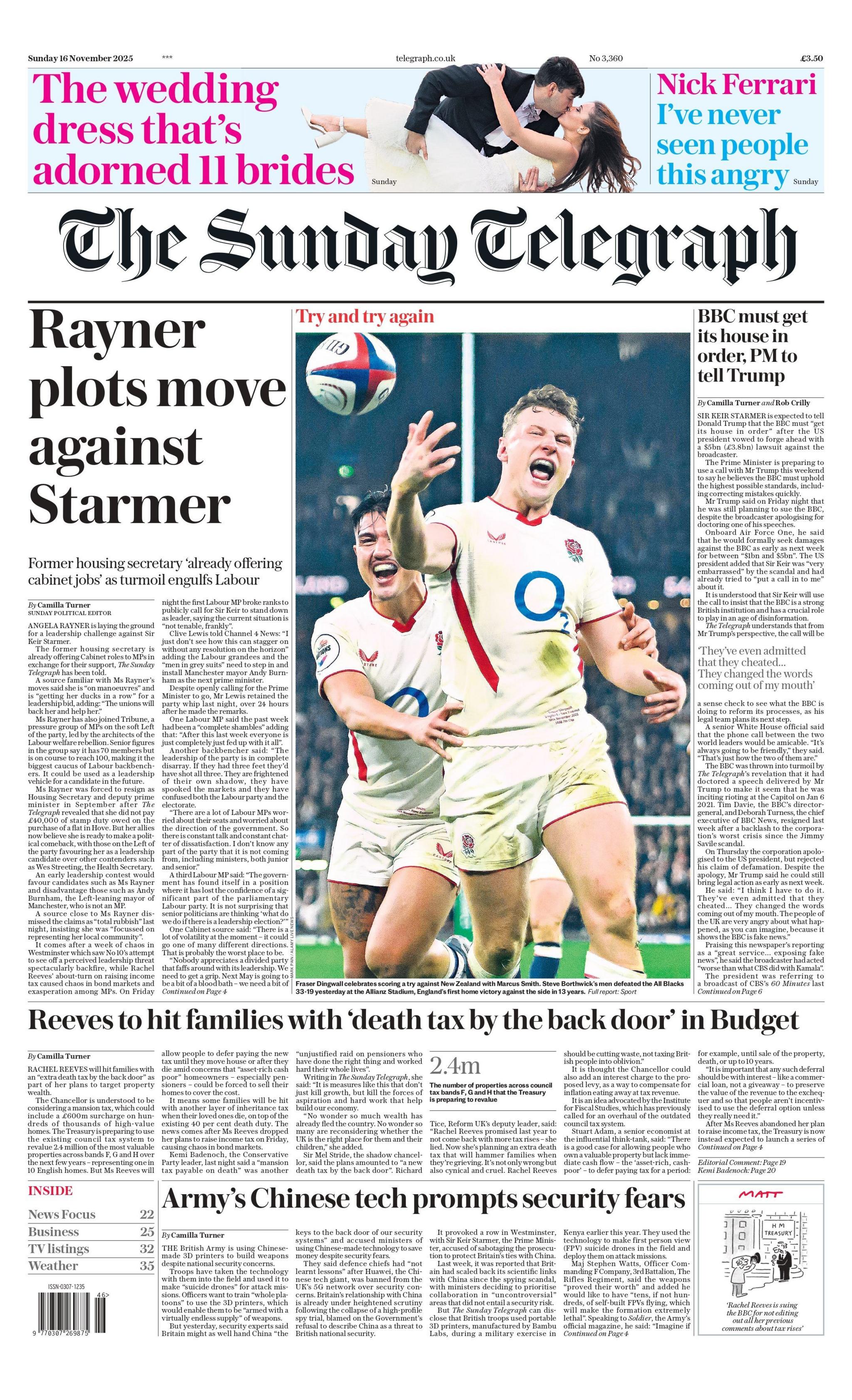 Sunday Telegraph front page