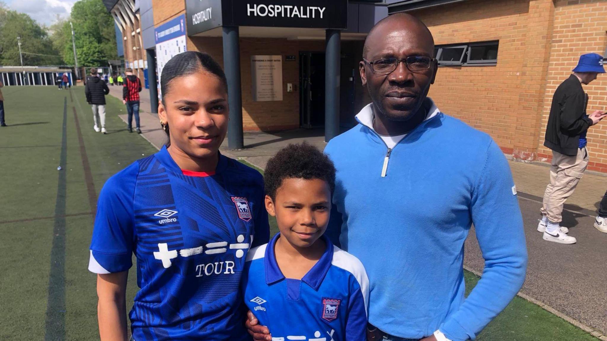 Molly, Max and Afi after the Ipswich game 