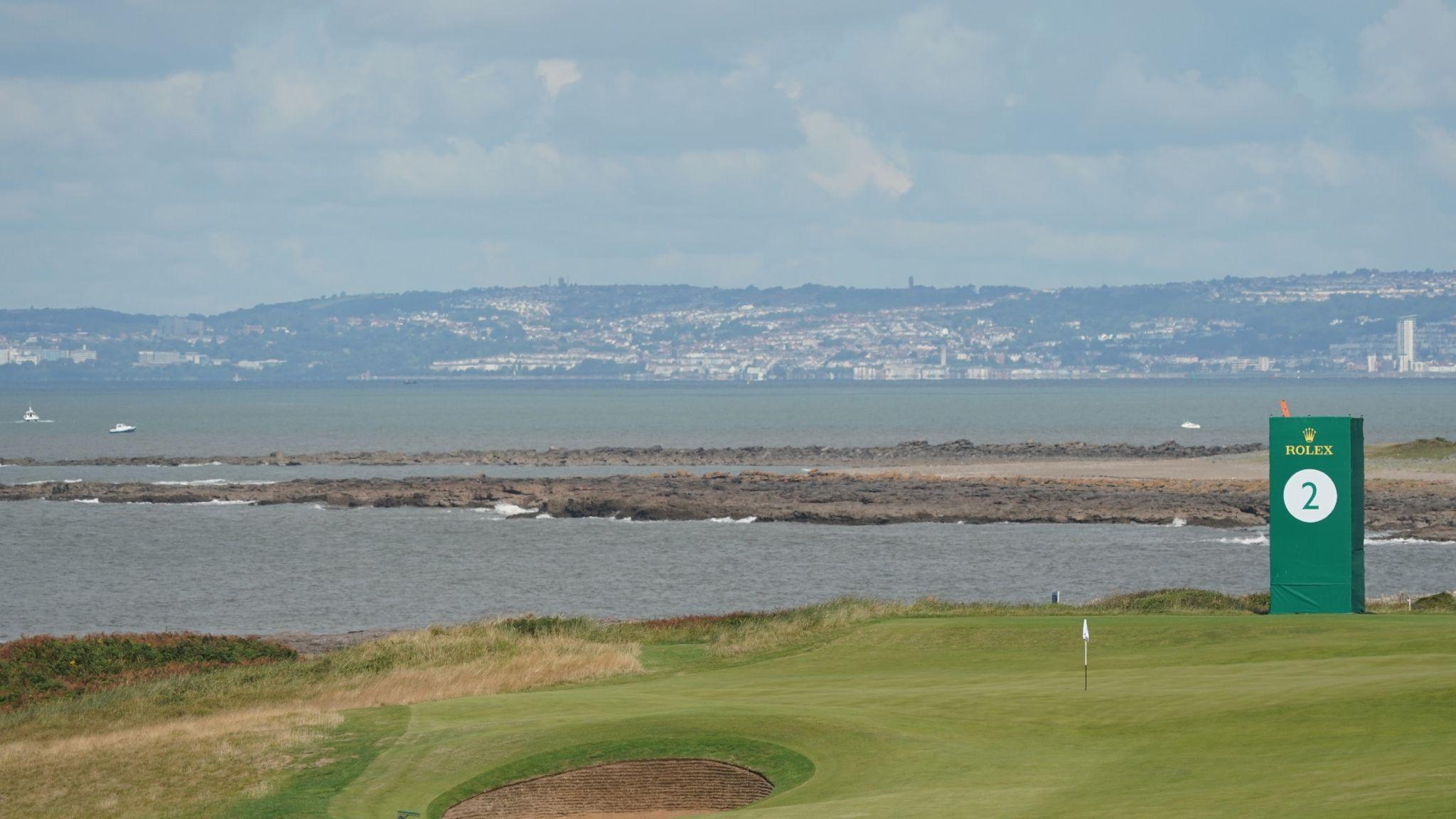 A general view of the second green at Royal Porthcawl Golf Club