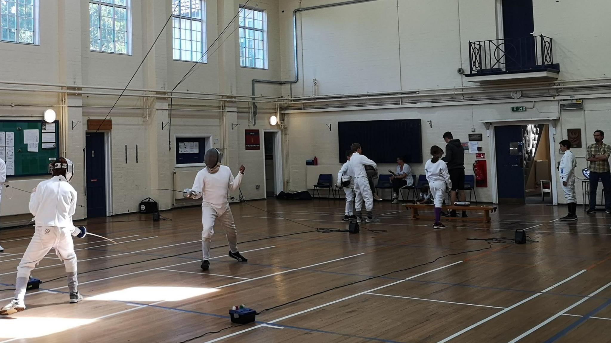 Fencers training at the Army Reserve Centre in Tunbridge Wells