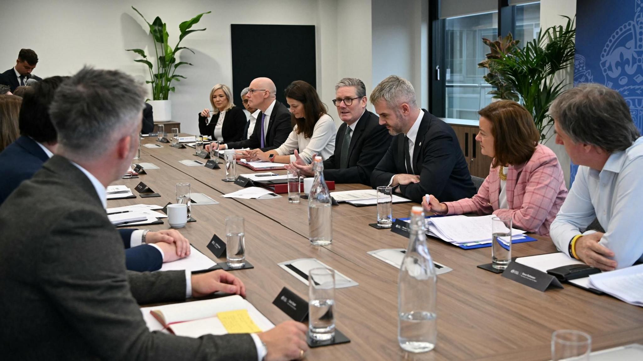 Sir Keir Starmer and other members of the Council of Nations and Regions sitting round a large conference table