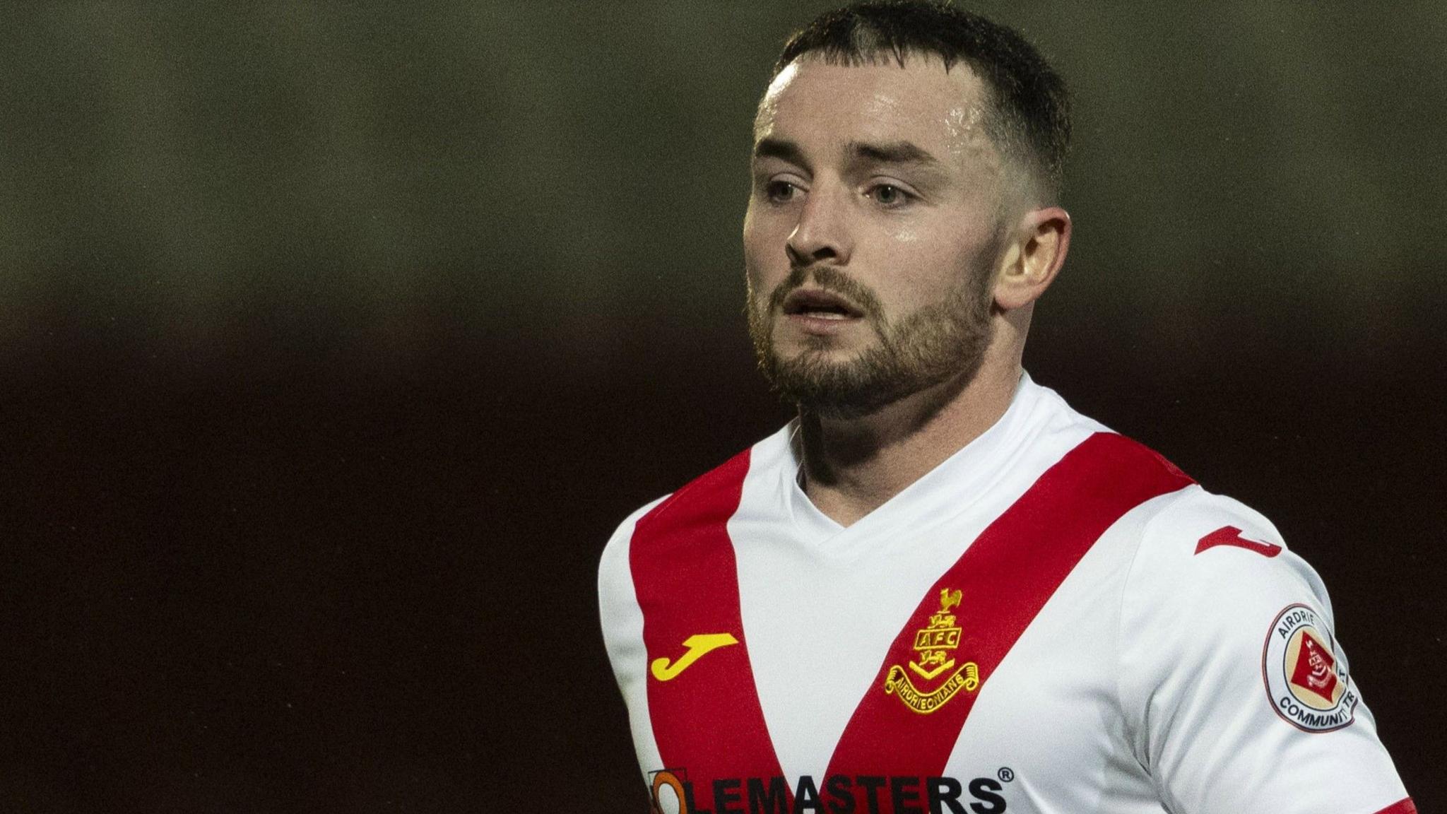 Airdrie's Lewis Strapp in action during a William Hill Championship match between Airdrieonians and Falkirk at the Albert Bartlett Stadium