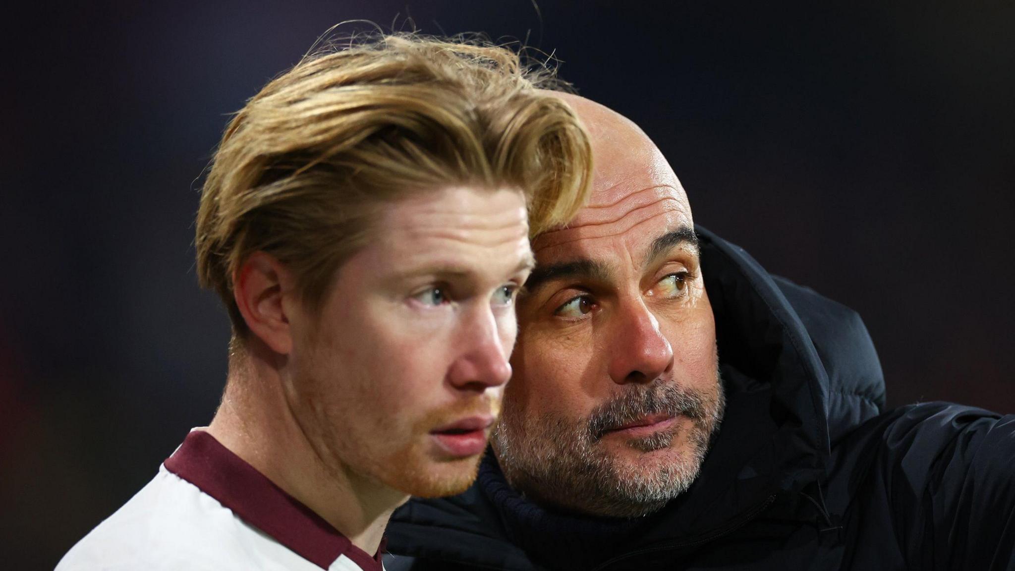 Kevin de Bruyne and Pep Guardiola