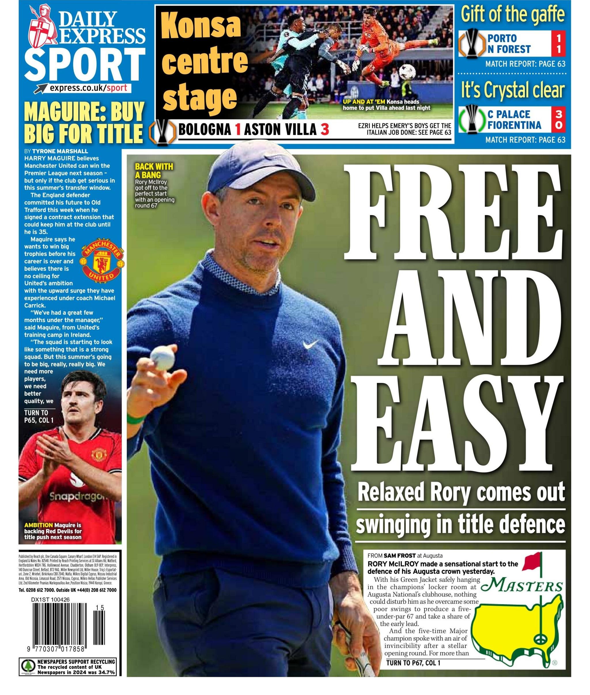 Daily Express back page - 10 April