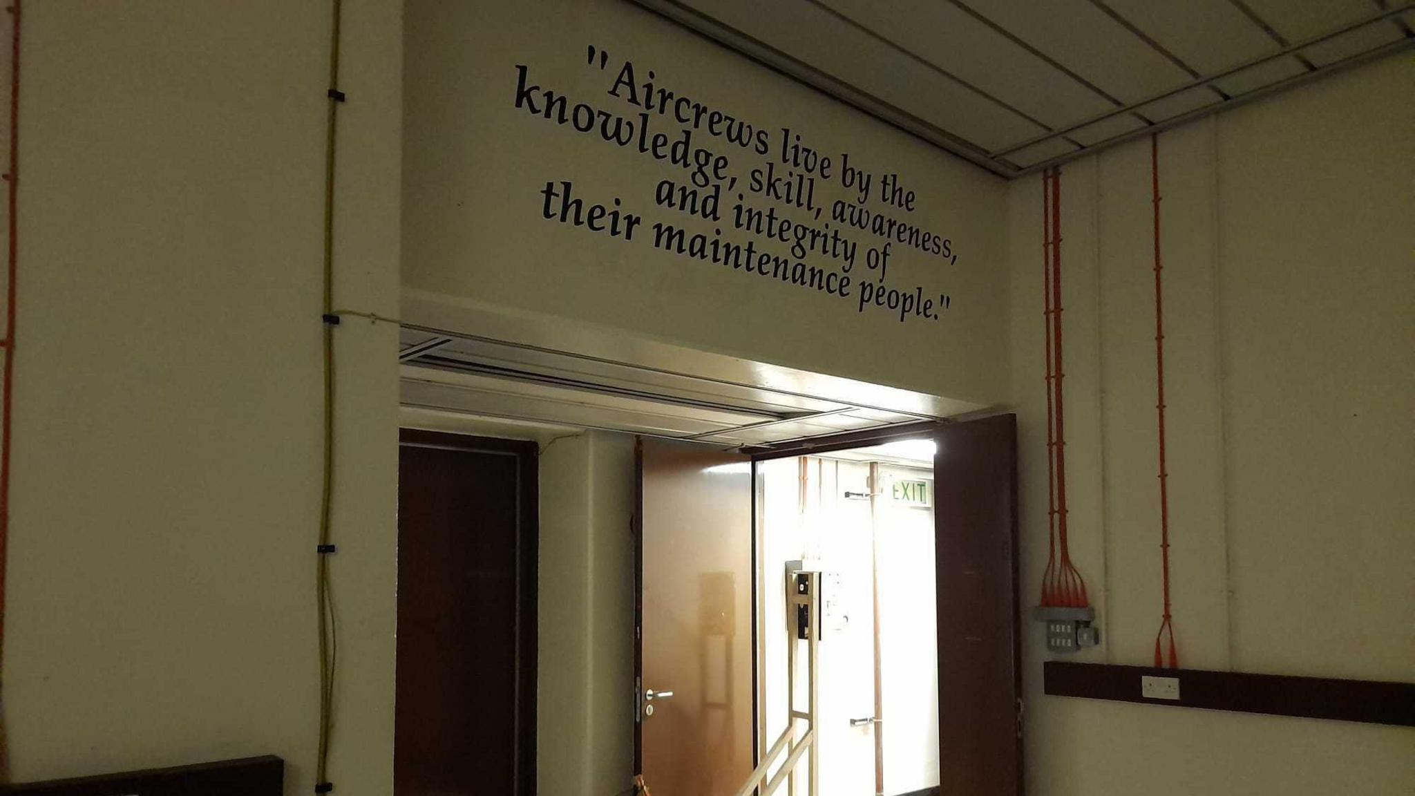 Photo inside nuclear bunker at the Alconbury Weald development. Painted on the wall is a  quote left by those who worked in the bunker.