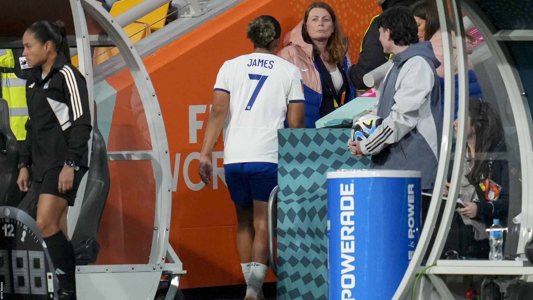 Lauren James walking down the tunnel