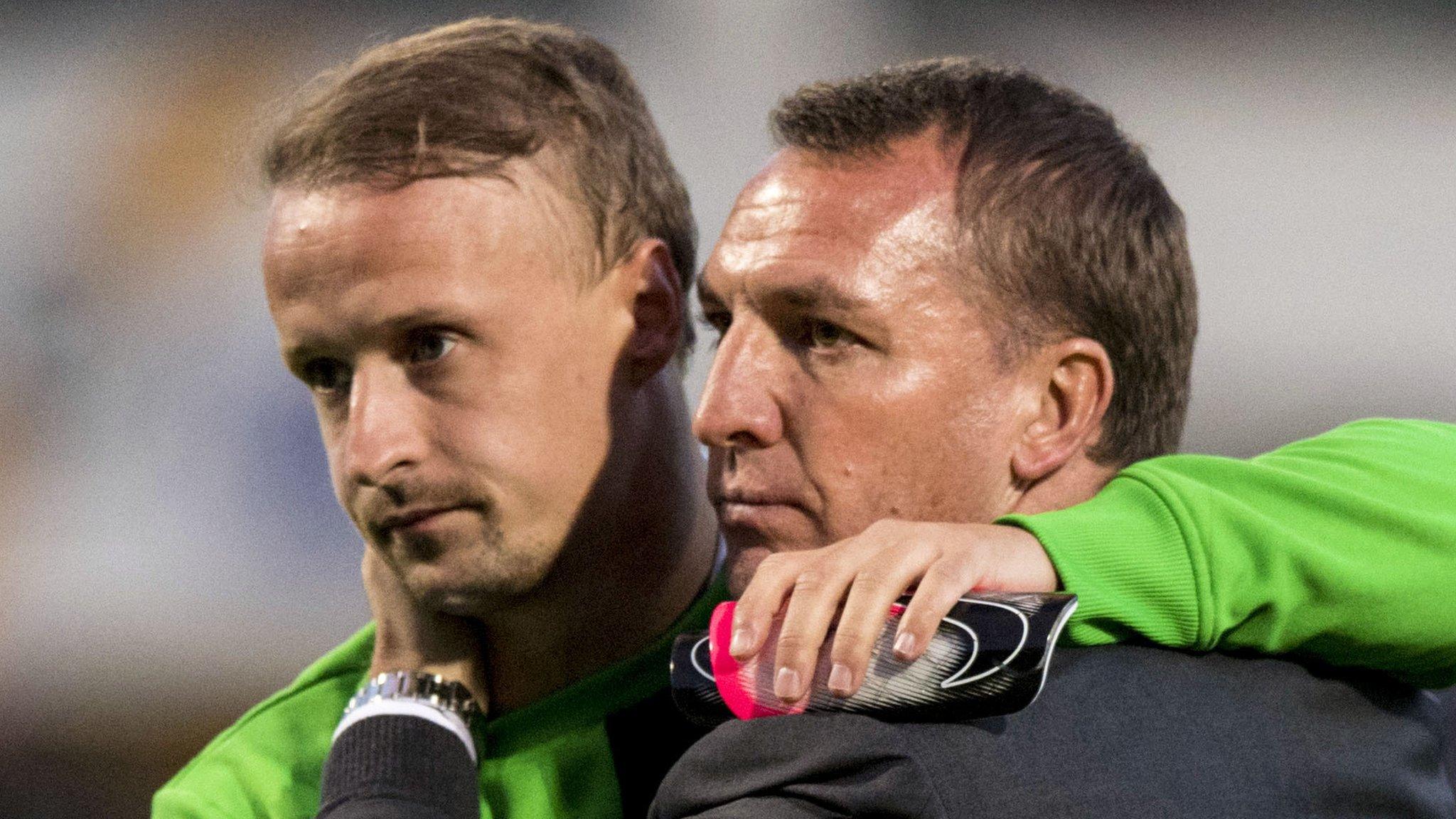 Celtic striker Leigh Griffiths and manager Brendan Rodgers