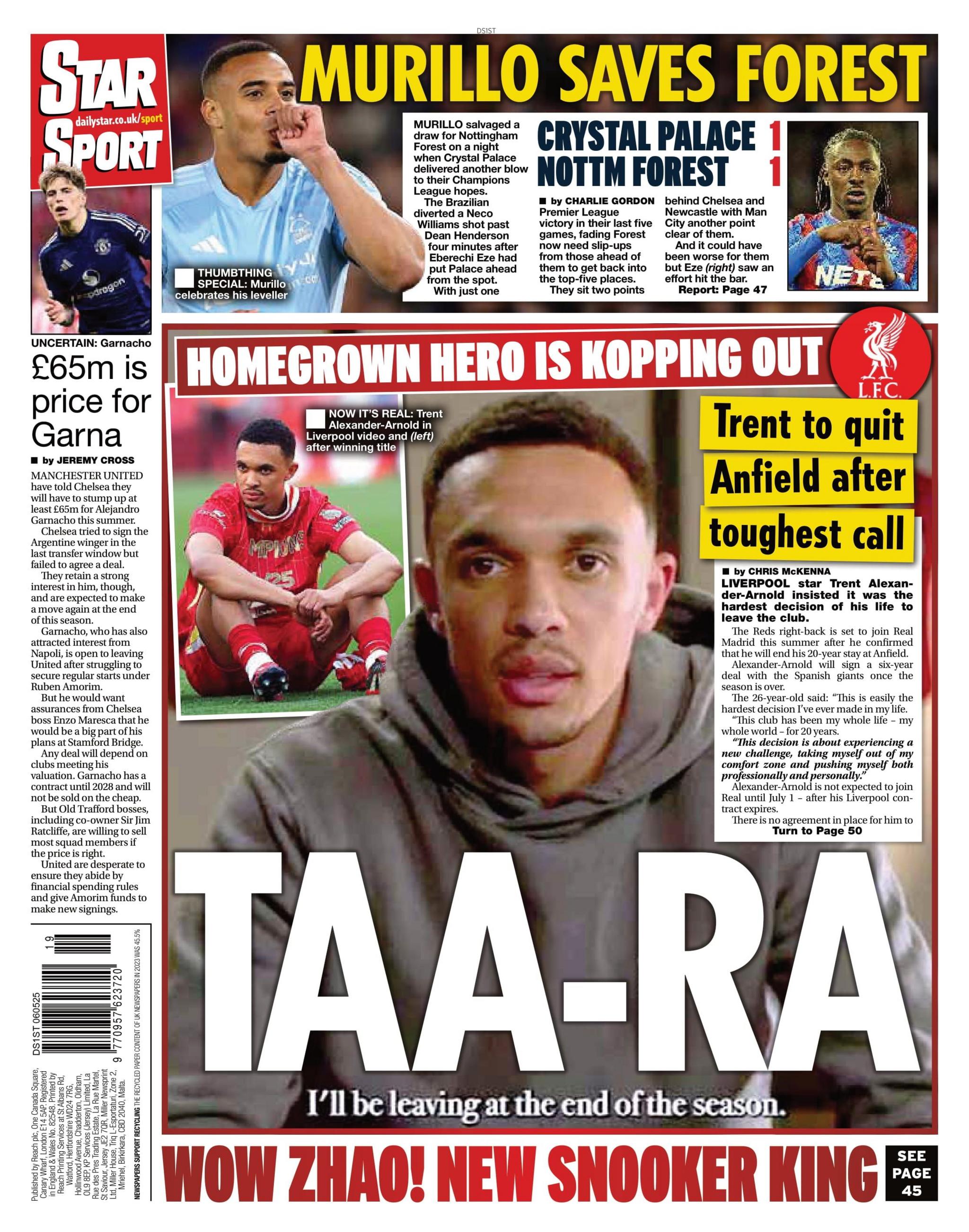 Daily Star back page