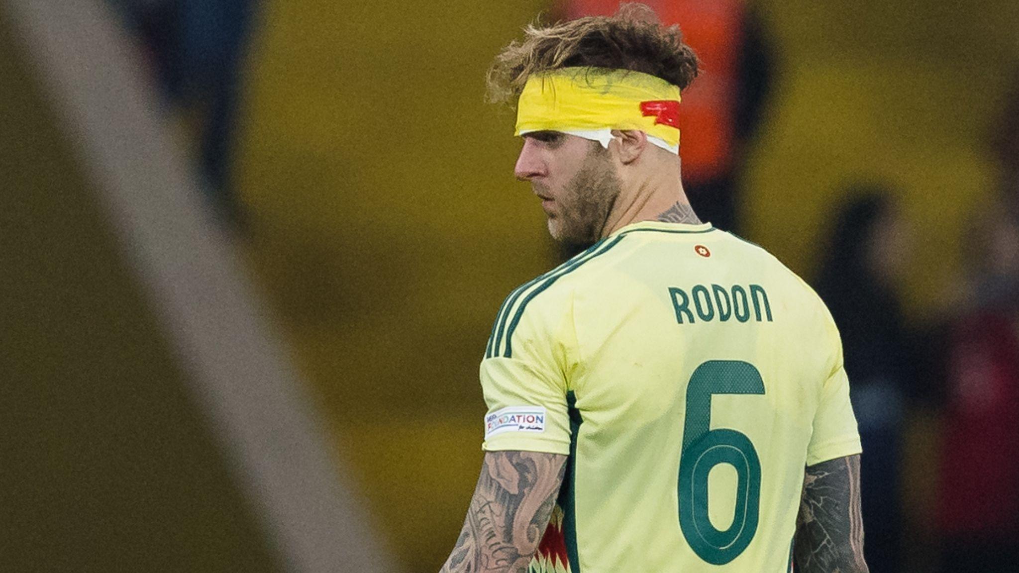 Joe Rodon with a head bandage during Wales game in Turkey