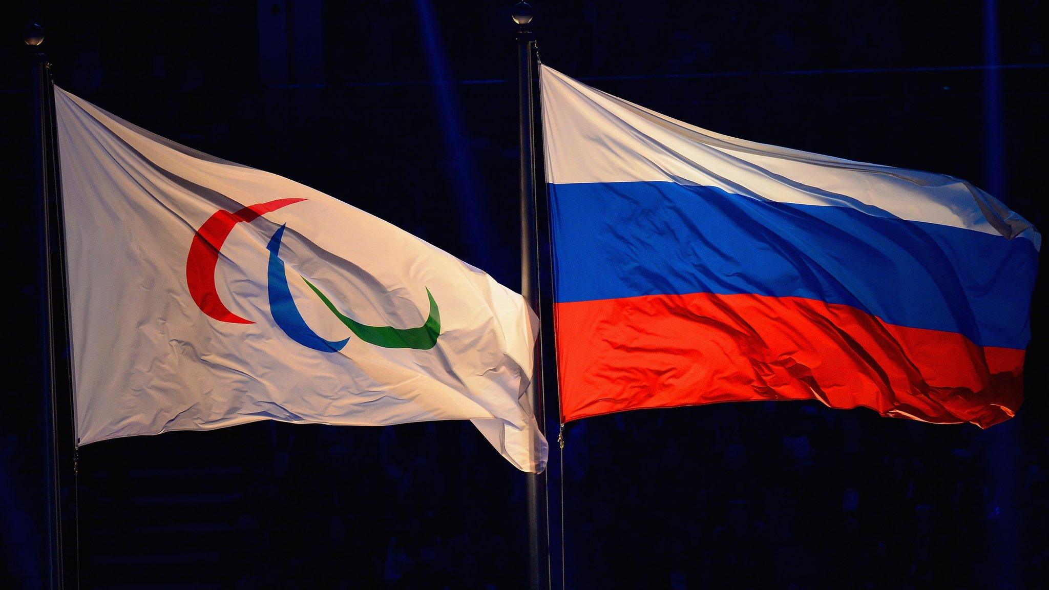 Russia flag and Paralympic flag