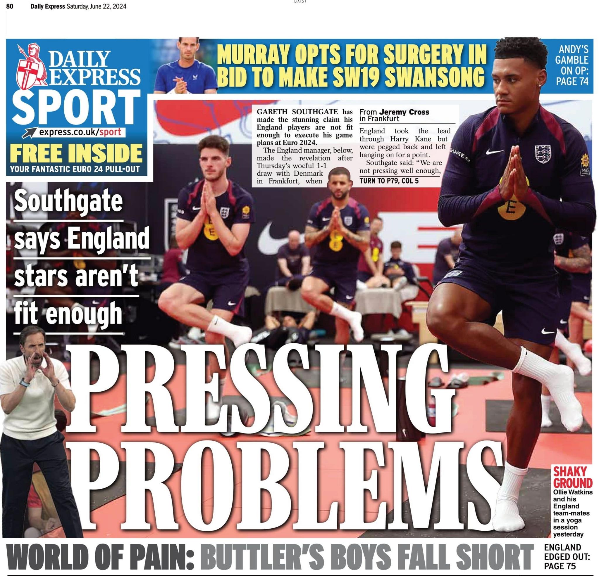 The back page of the Daily Express