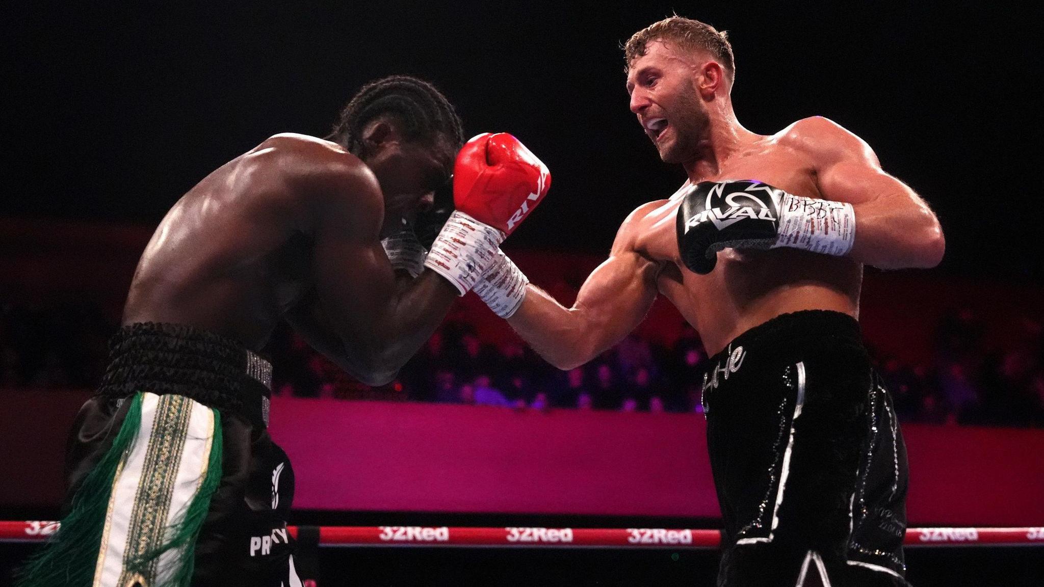 Lewis Edmondson (right) in action against Oluwatosin Kejawa (left) in Bournemouth