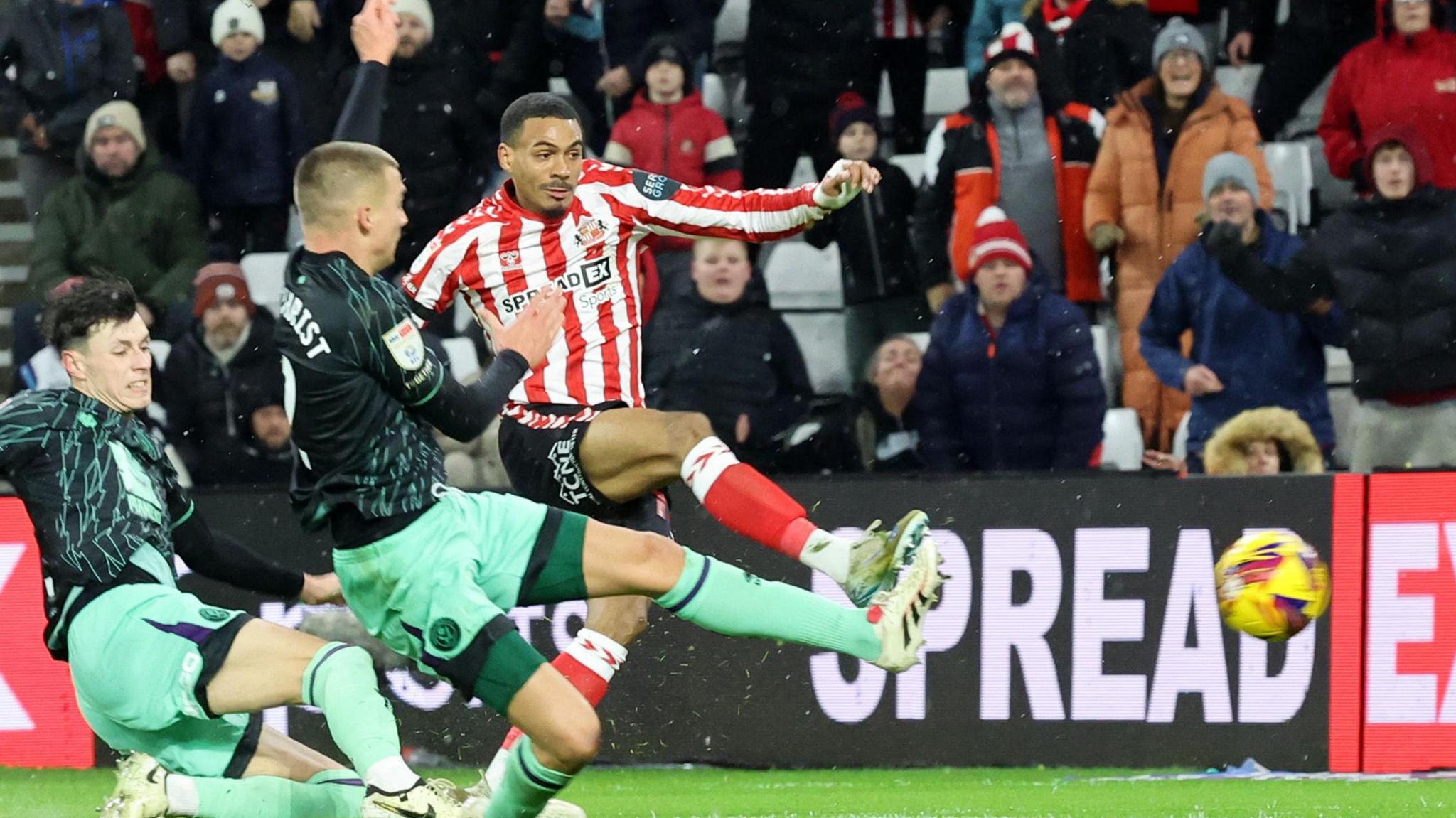 Wilson Isidor scores for Sunderland against Sheffield United