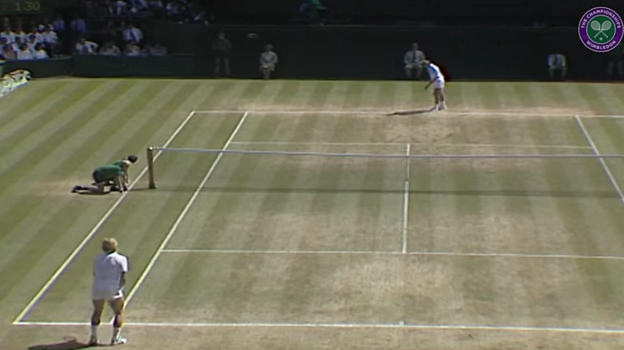 Wimbledon 1990 court shows signs of wear and tear in most areas 