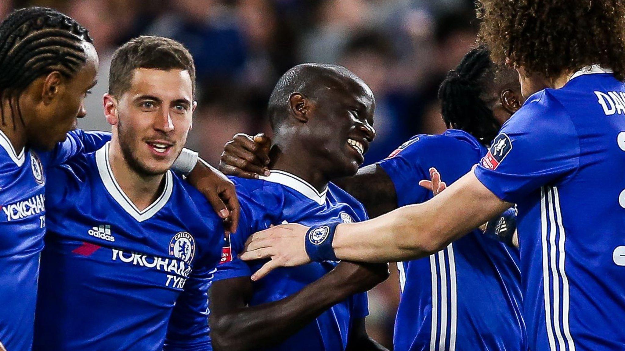 Chelsea players, including N'Golo Kante (centre), celebrate