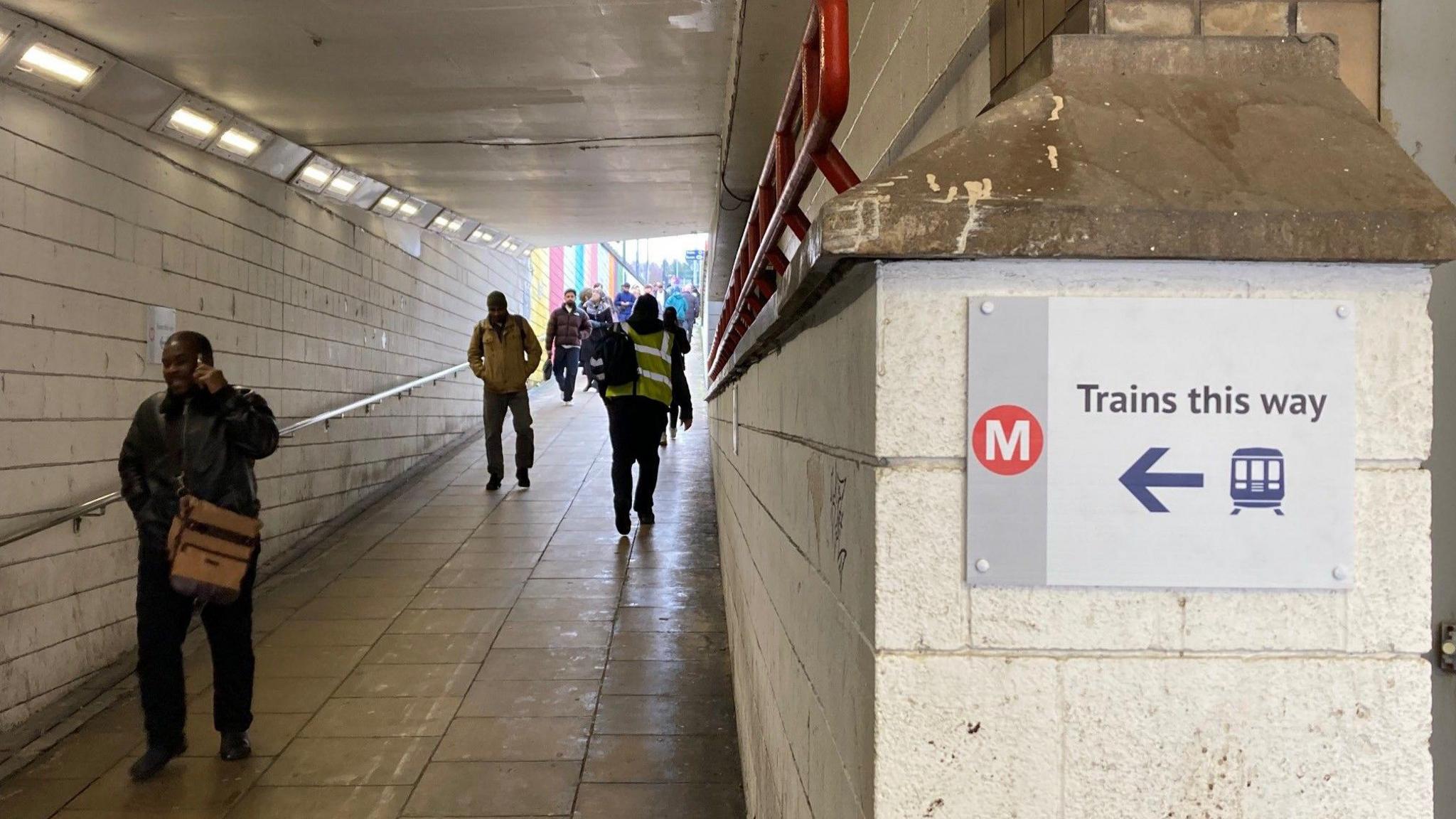 The walkway up to Bradford railway station