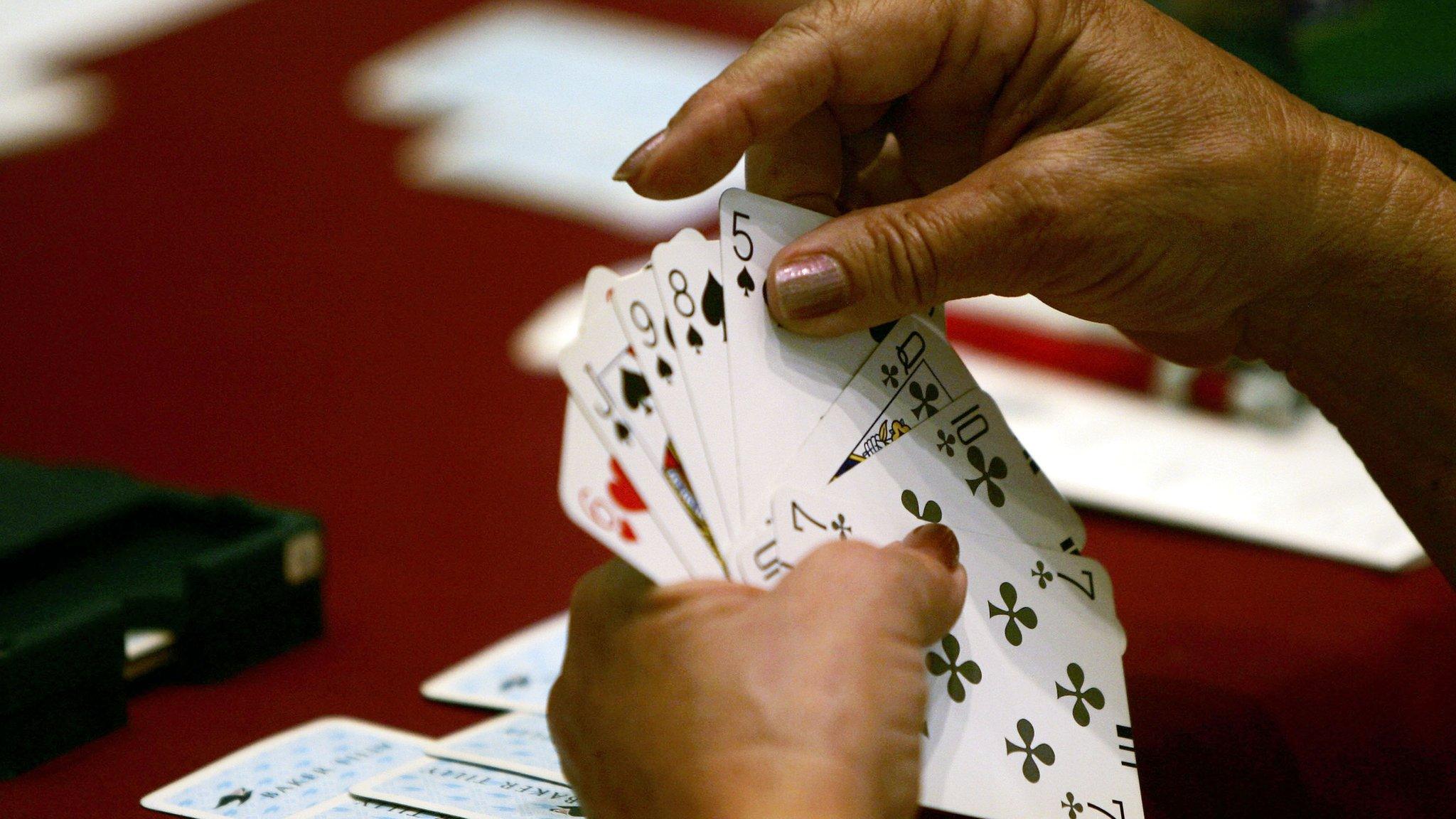 Woman playing bridge