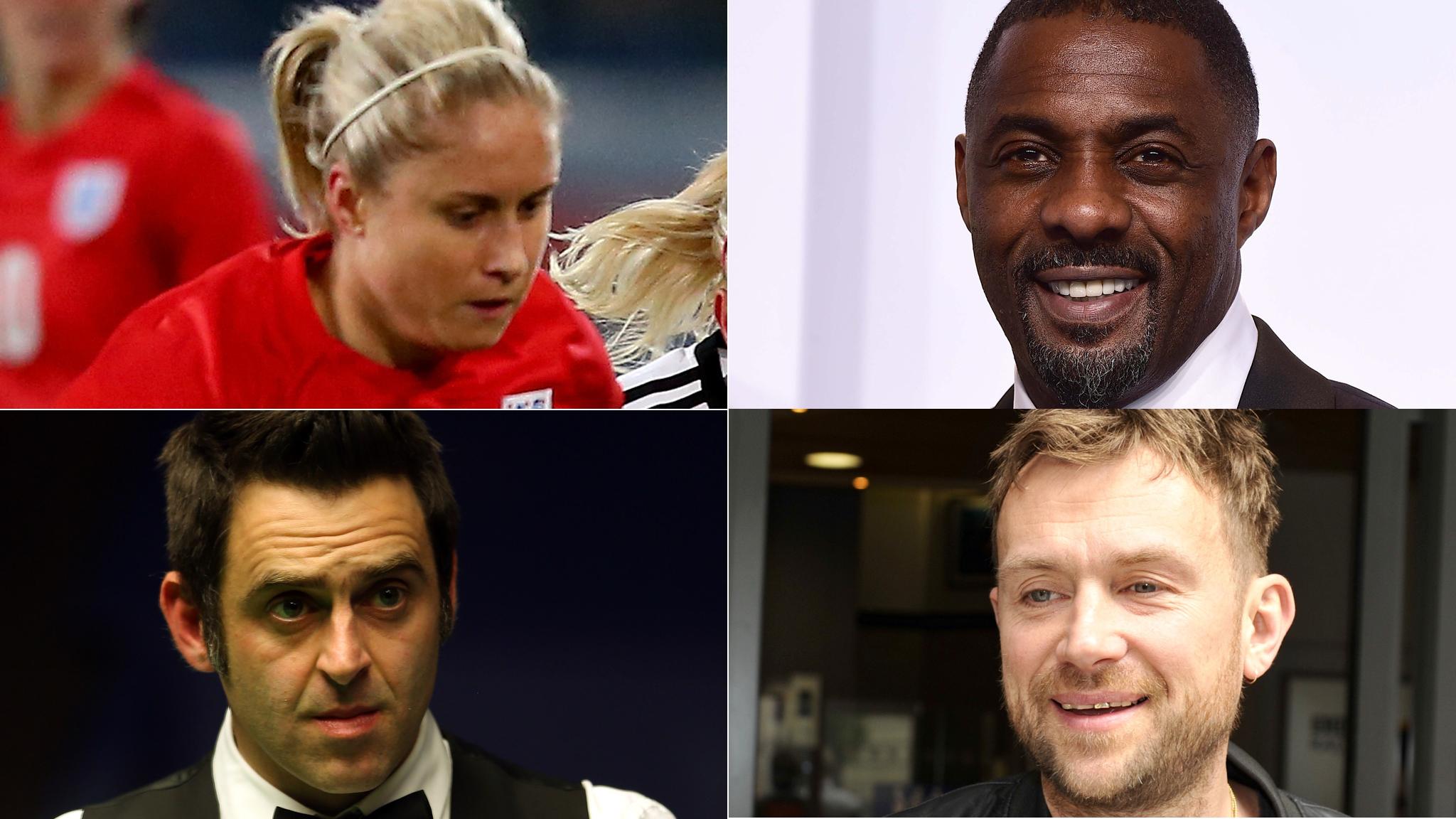 (Clockwise from top left) Steph Houghton, Idris Elba, Damon Albarn, Ronnie O'Sullivan