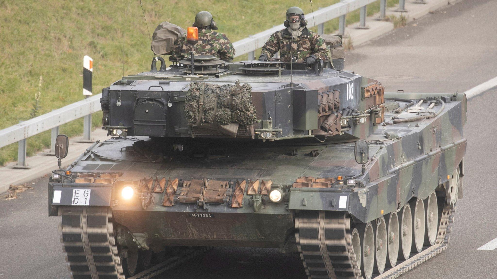 Swiss Army seen in Leopard 2 tank during military exercise