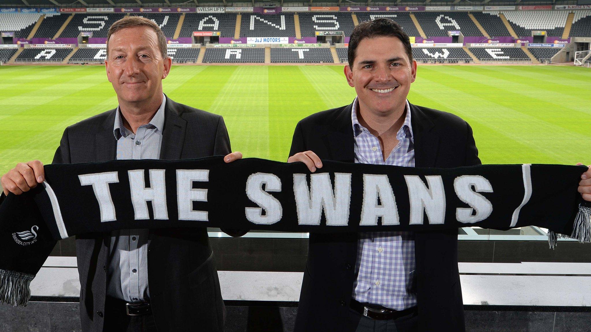 Swansea's chairman Huw Jenkins and investor Jason Levien