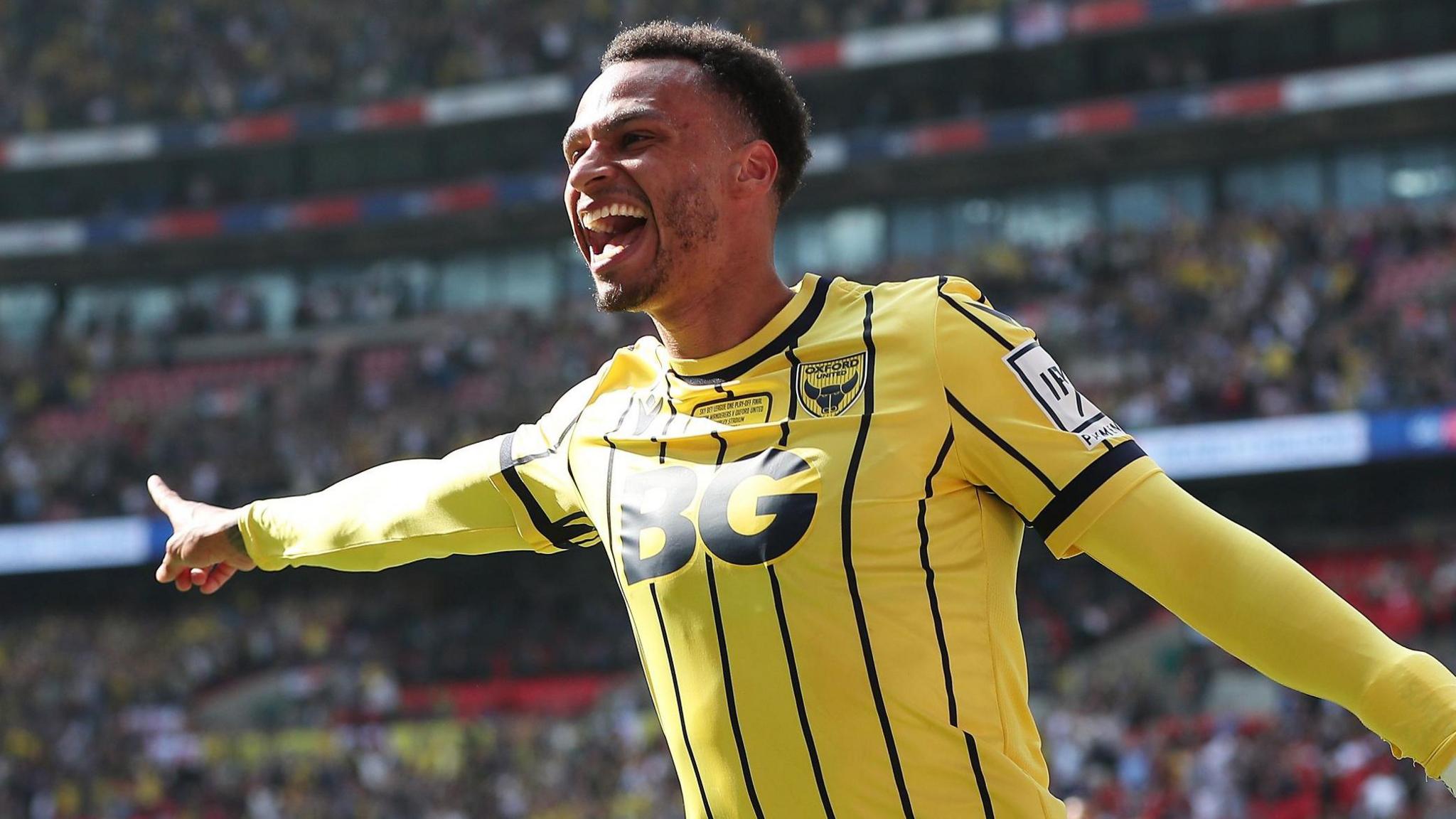 Josh Murphy celebrates scoring at Wembley