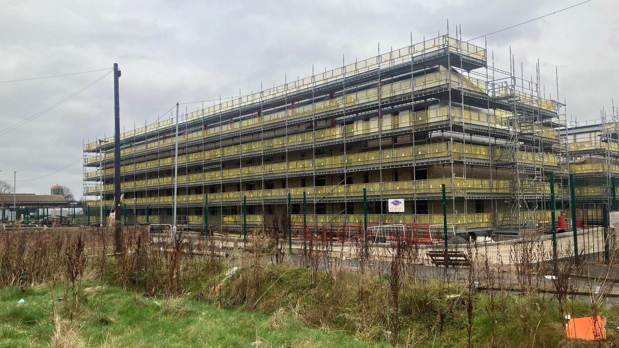 Photograph of flats being built on previously derelict land in Collyhurst 