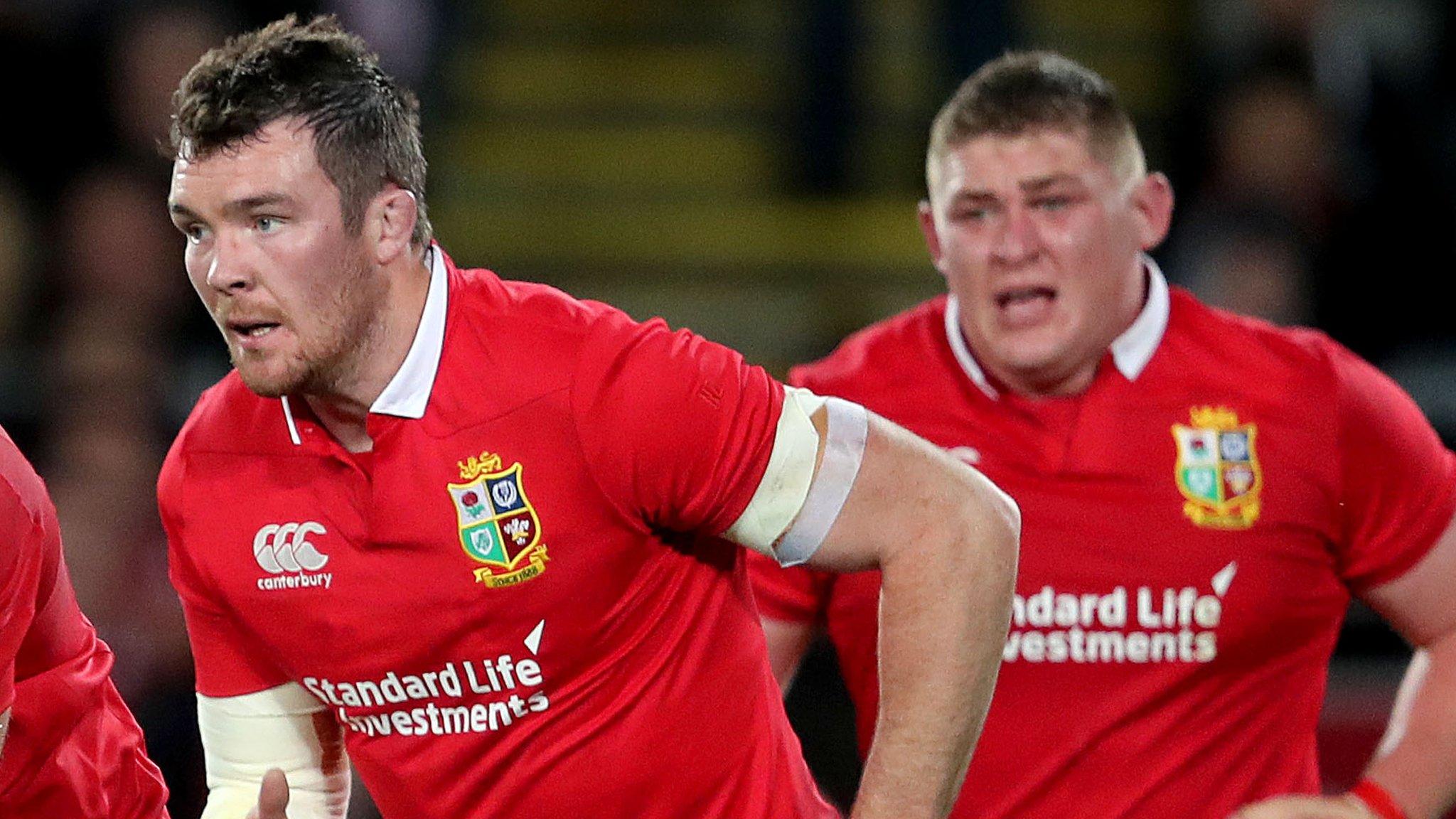 Peter O'Mahony and Tadhg Furlong playing for the Lions against New Zealand in the opening Test in June