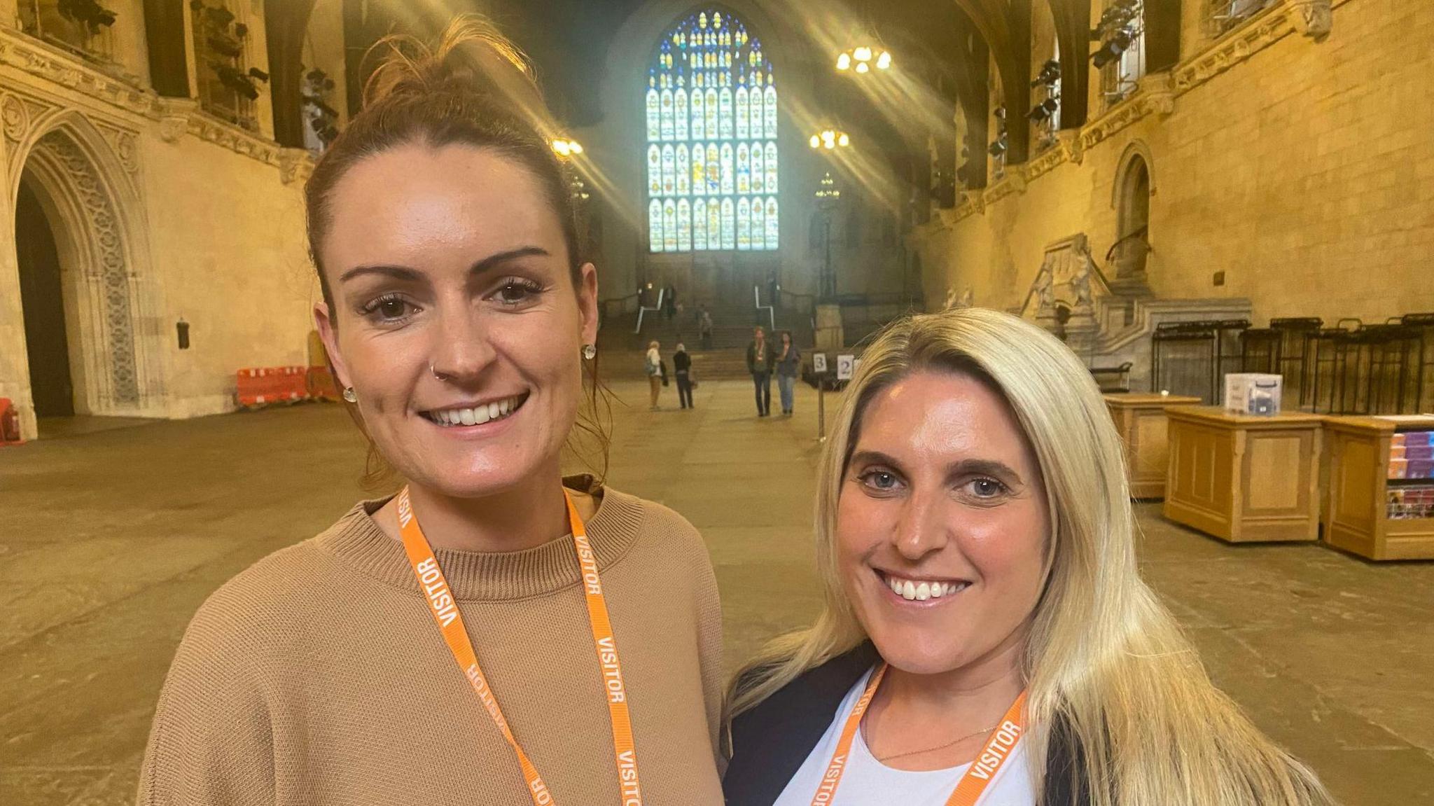 Louise Polkinghorne and Koreen Fisher, two SEND parents in Westminster Hall after a debate