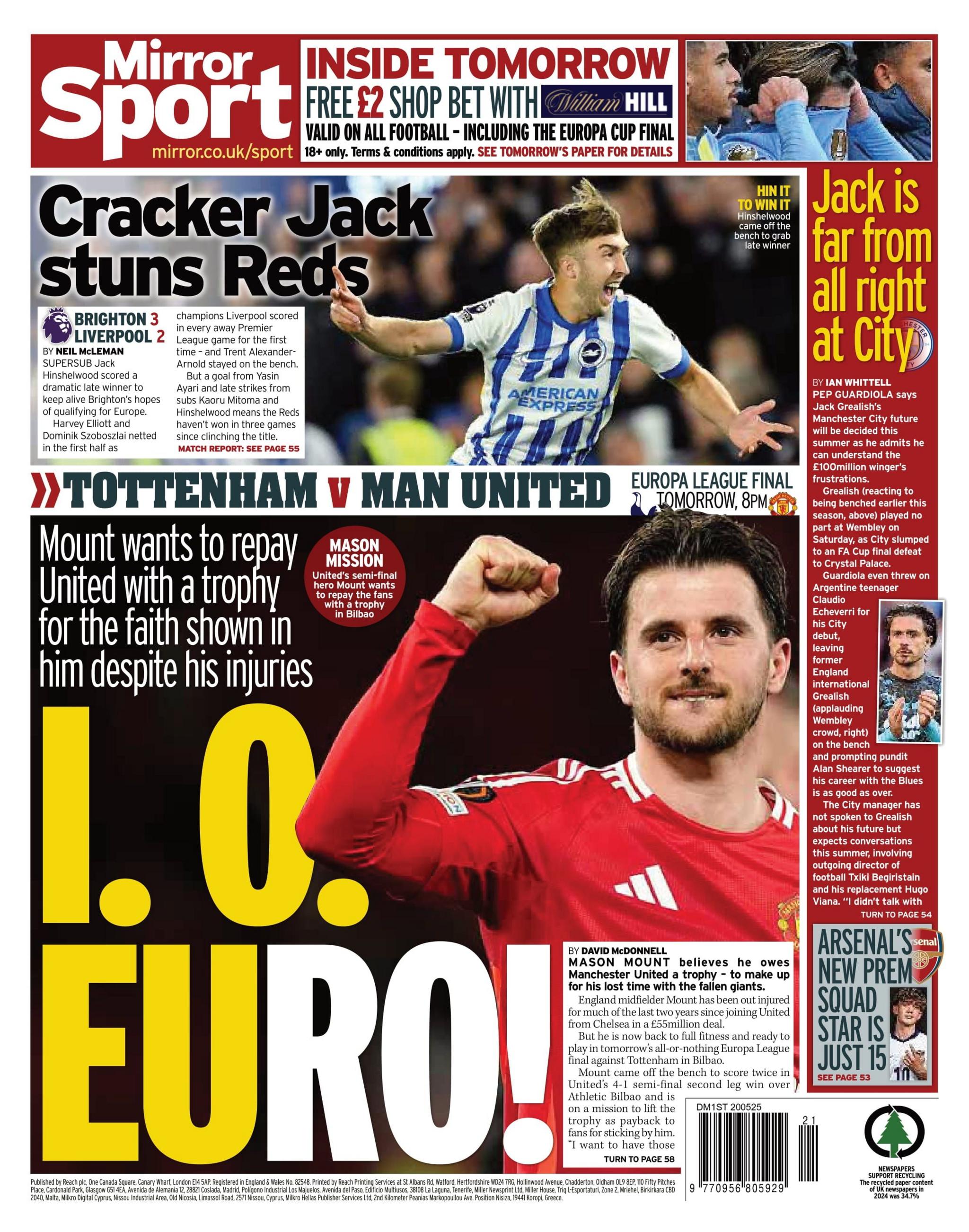 Daily Mirror back page