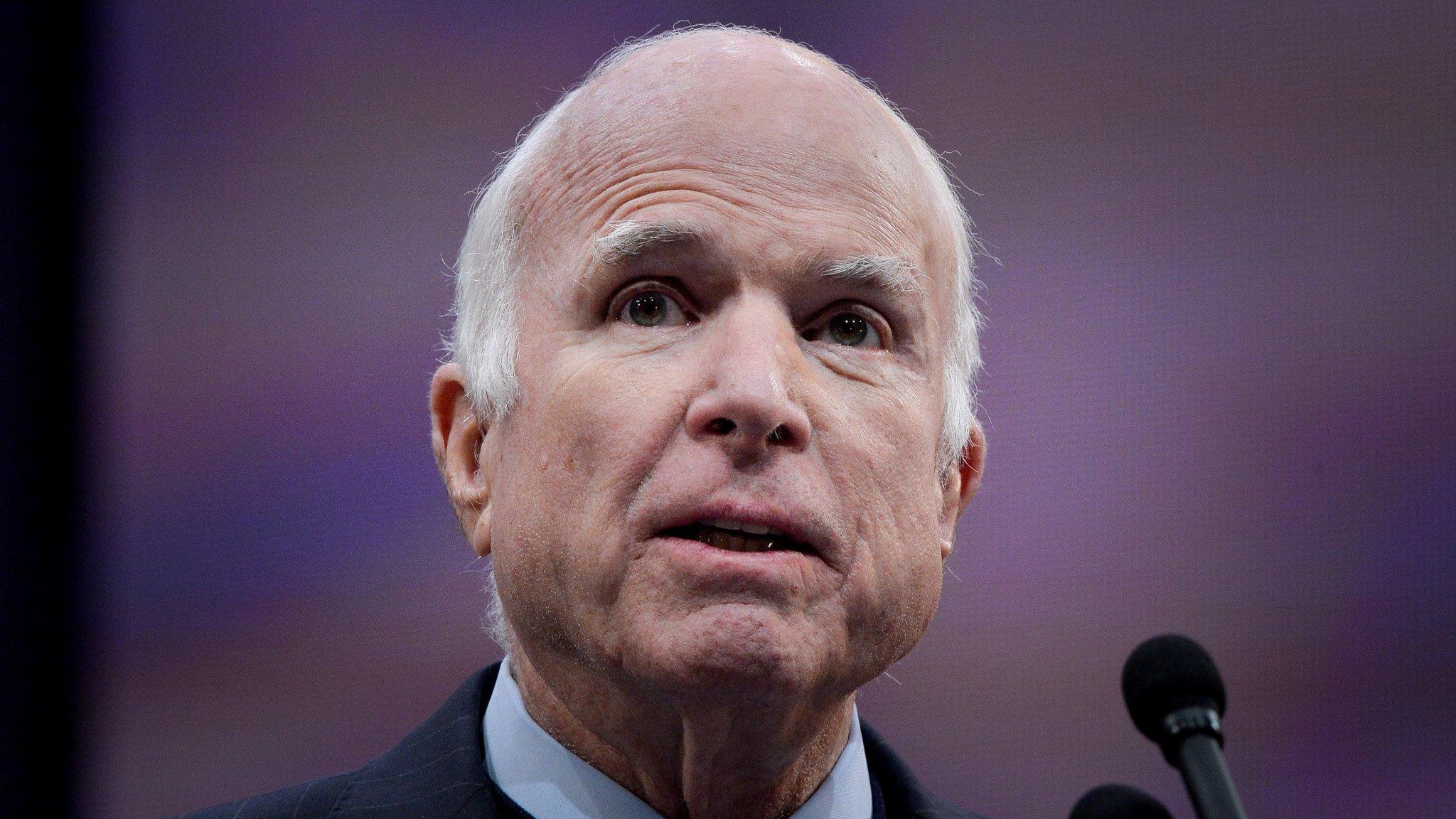 US Senator John McCain speaks after being awarded the 2017 Liberty Medal