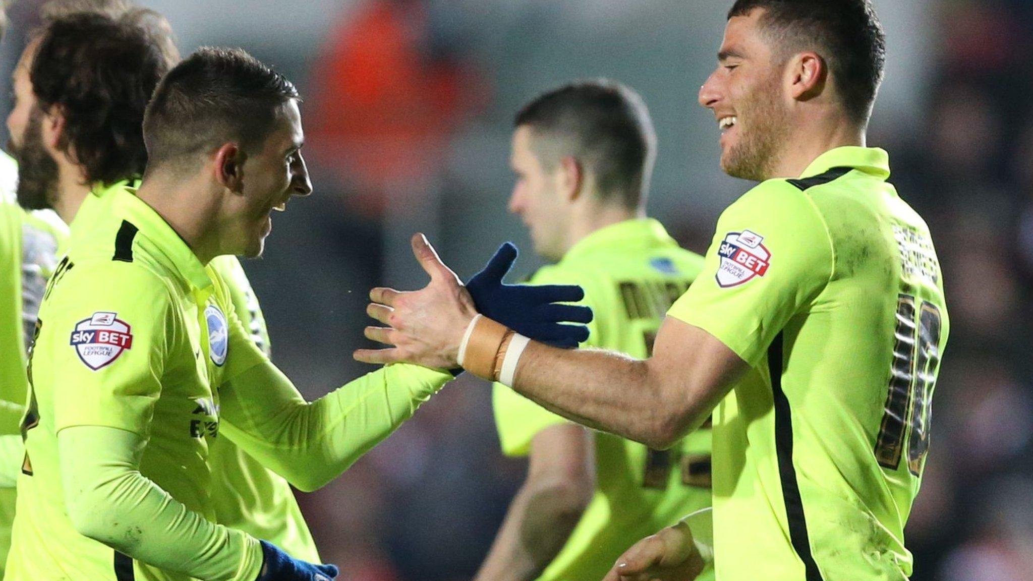 Brighton celebrate a goal at Bristol City