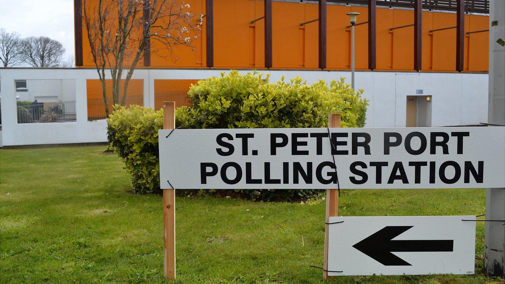 St Peter Port North polling station sign at Beau Sejour during the 2012 election