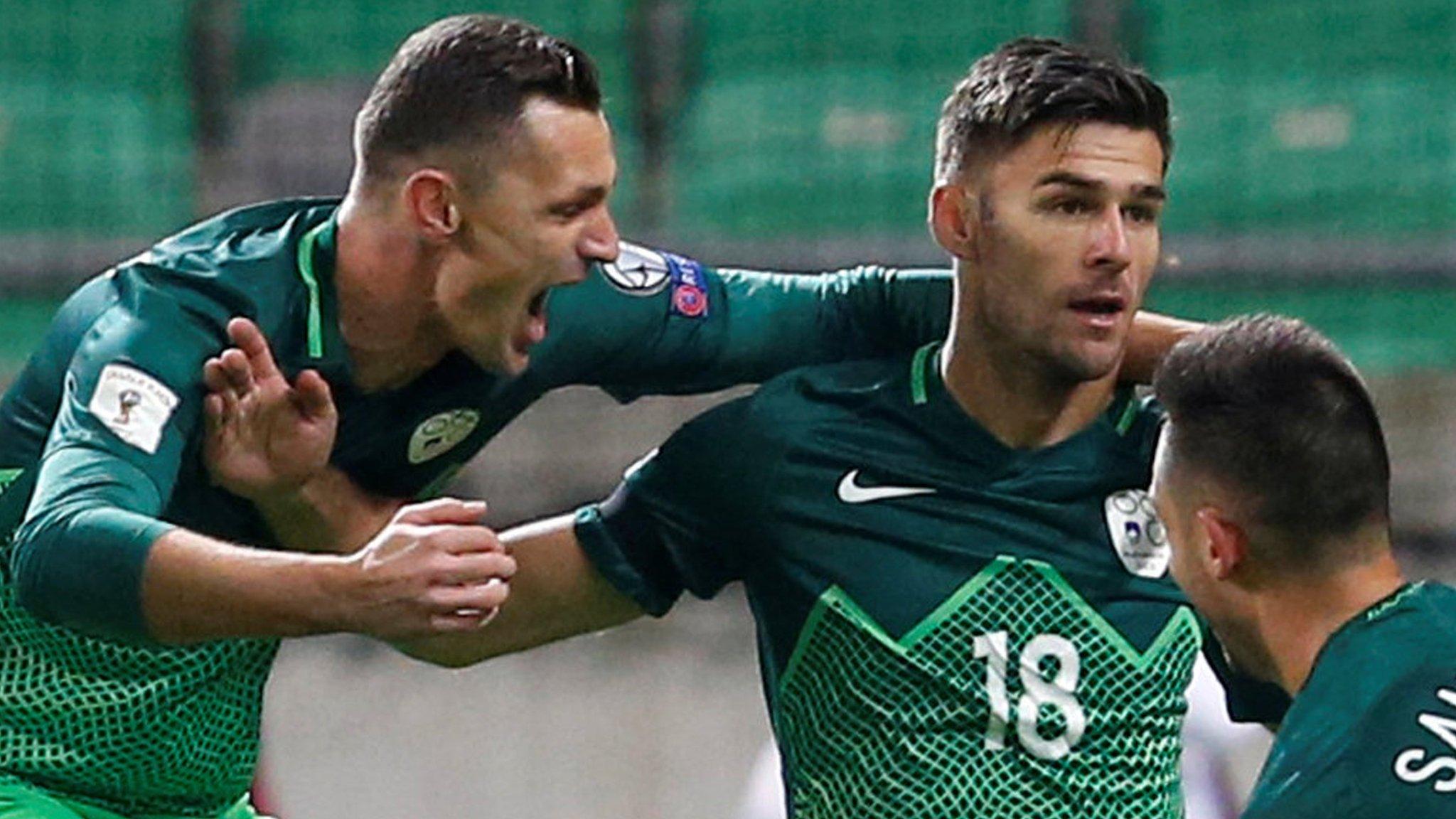 Slovenia celebrate against Slovakia