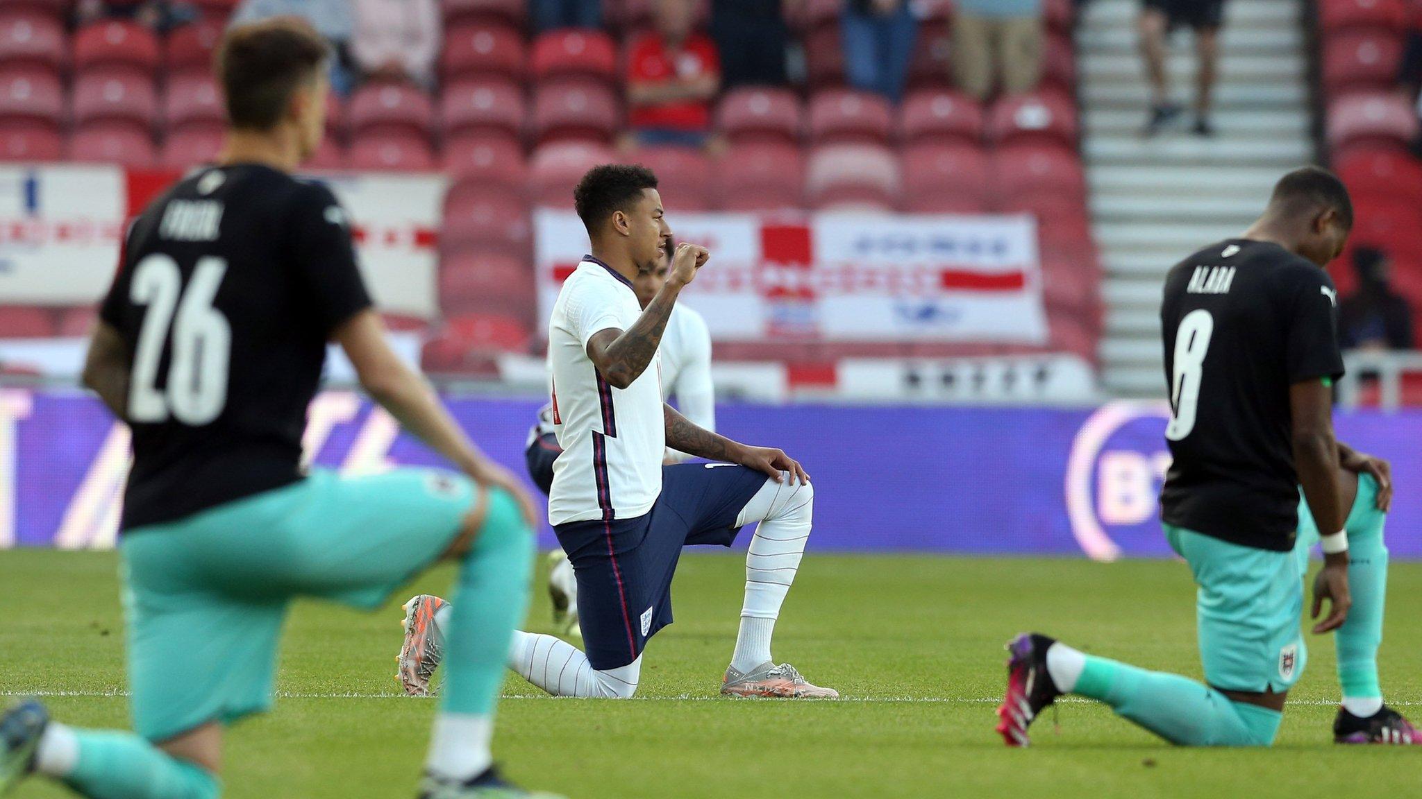 Players take the knee before England's friendly with Austria