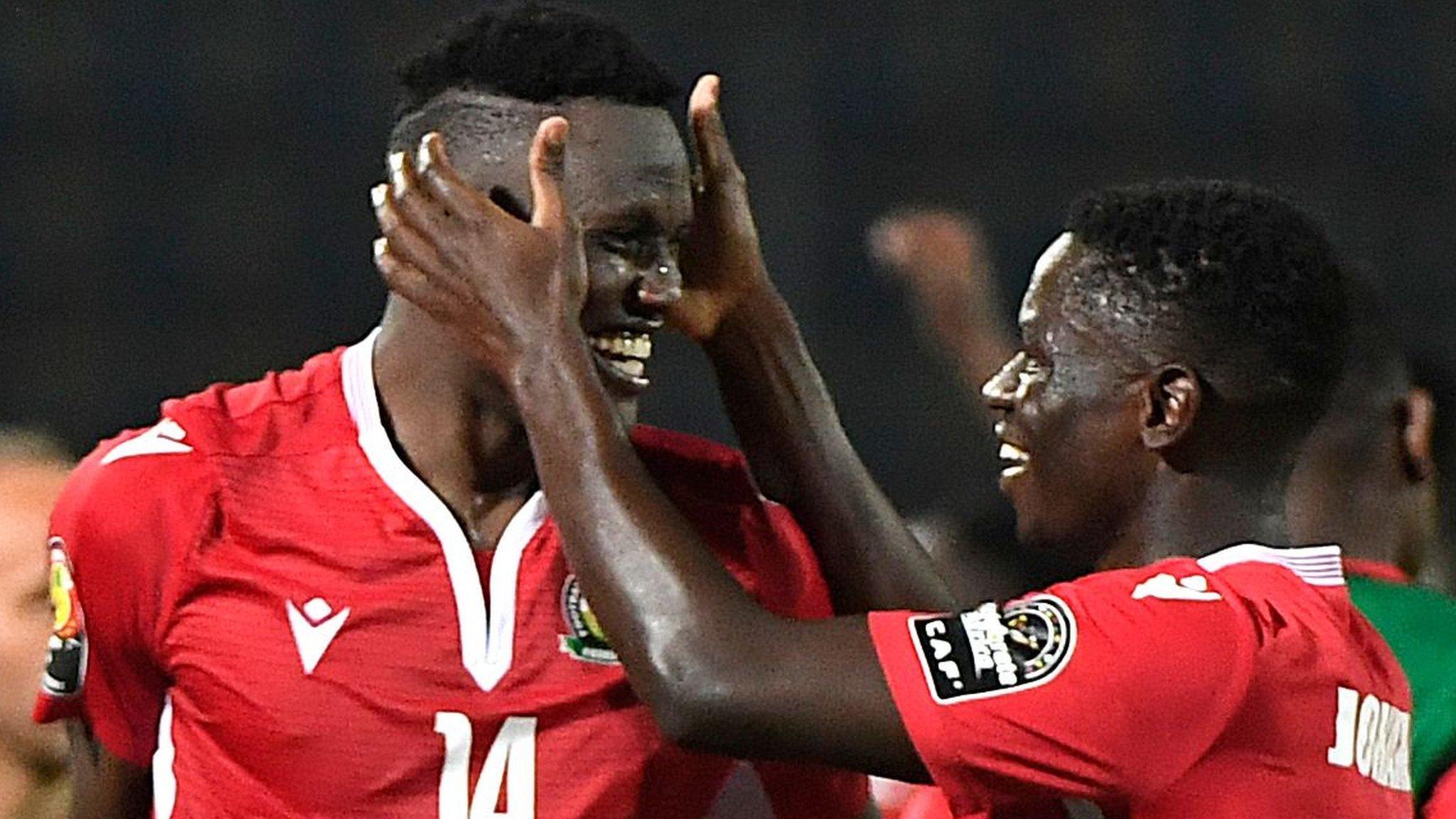 Michael Olunga celebrates