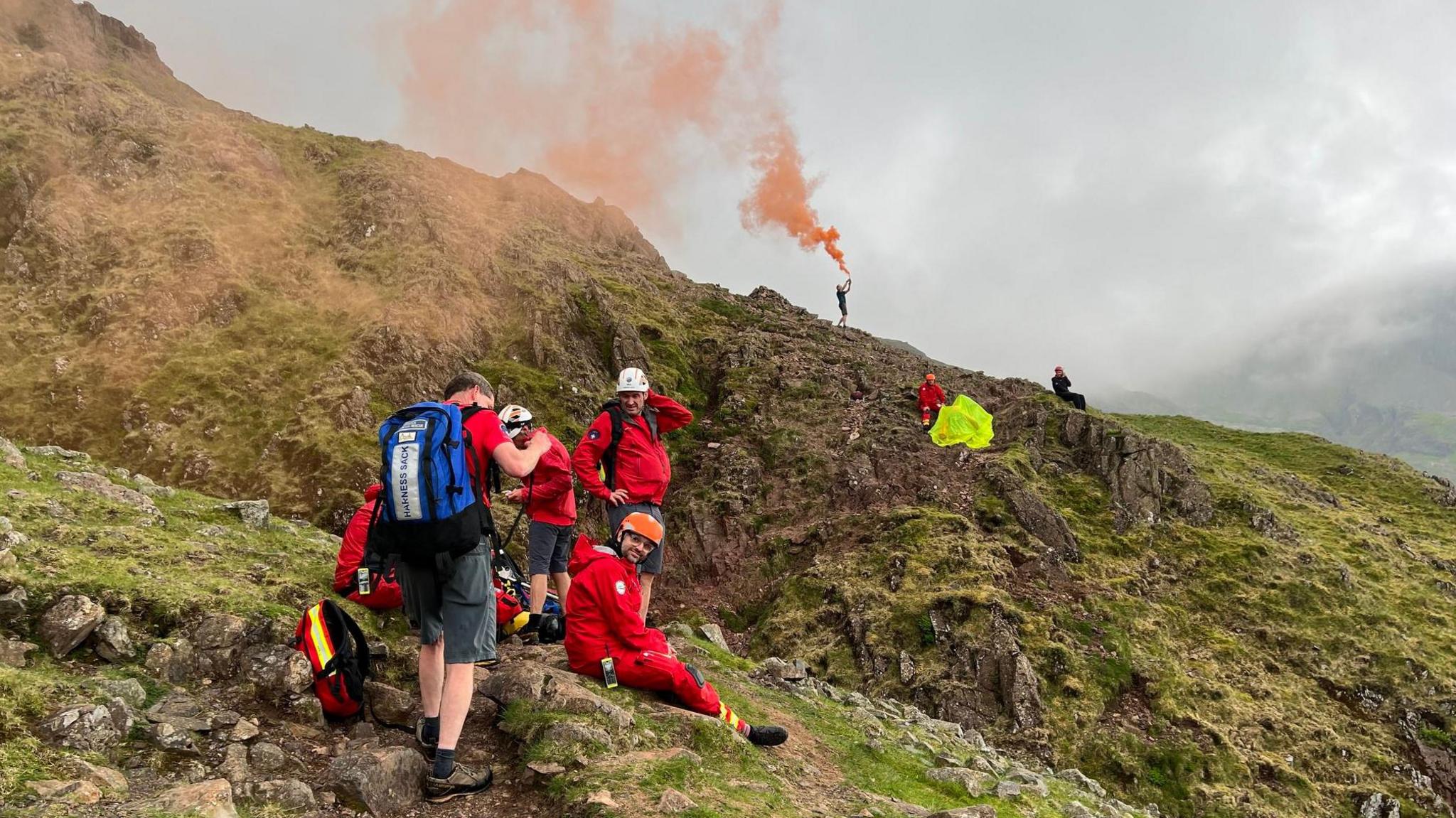 Rescuers on mountain