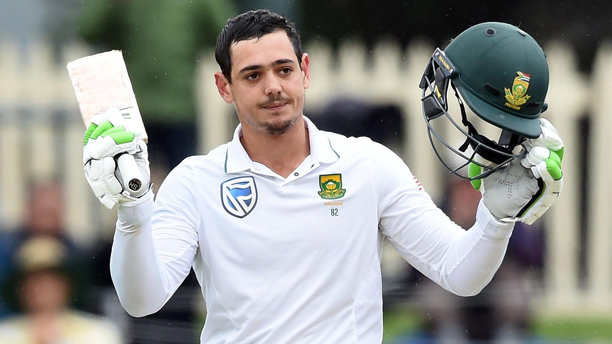 Quinton de Kock celebrates his century